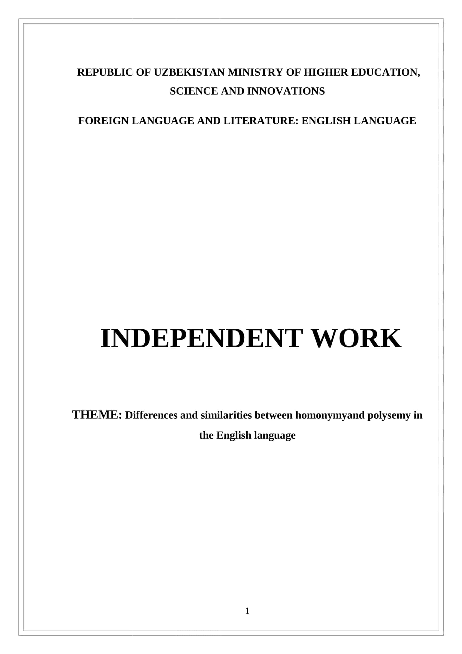 Differences and similarities between homonymyand polysemy in the English language