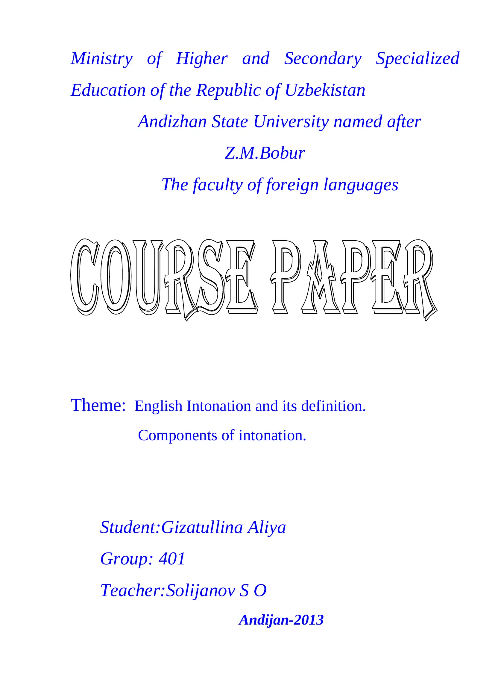 English Intonation and its definition