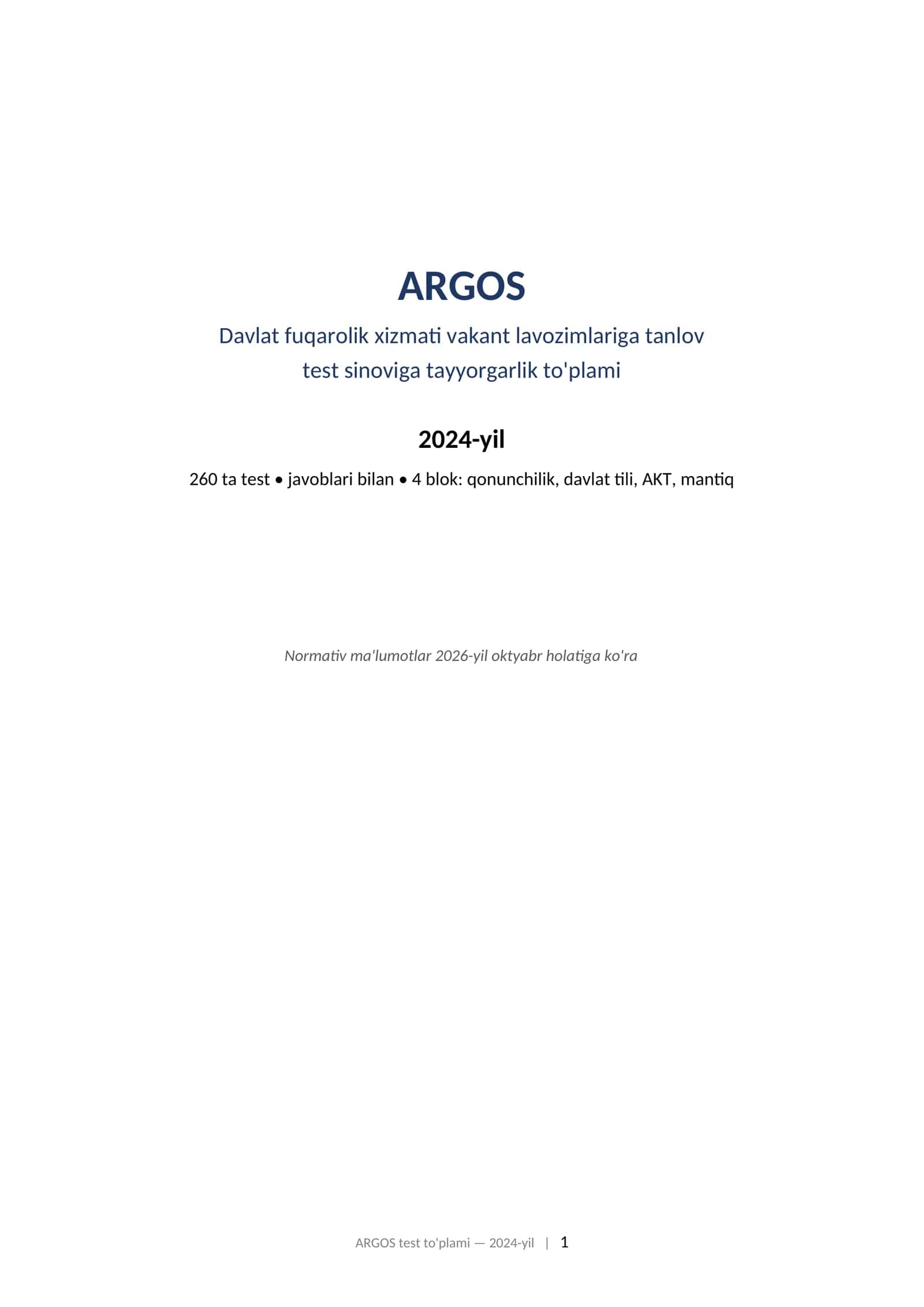ARGOS Test To'plami 2024