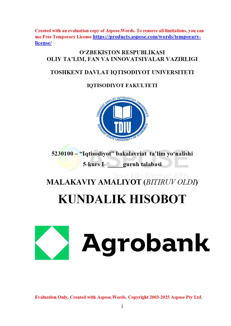 agrobank   Amaliyot hisoboti           Agrobank  Malakaviy amaliyot hisoboti       Agrobank    Malakaviy amaliyot kundalik hisoboti 2025   MALAKAVIY AMALIYOT (BITIRUV OLDI)