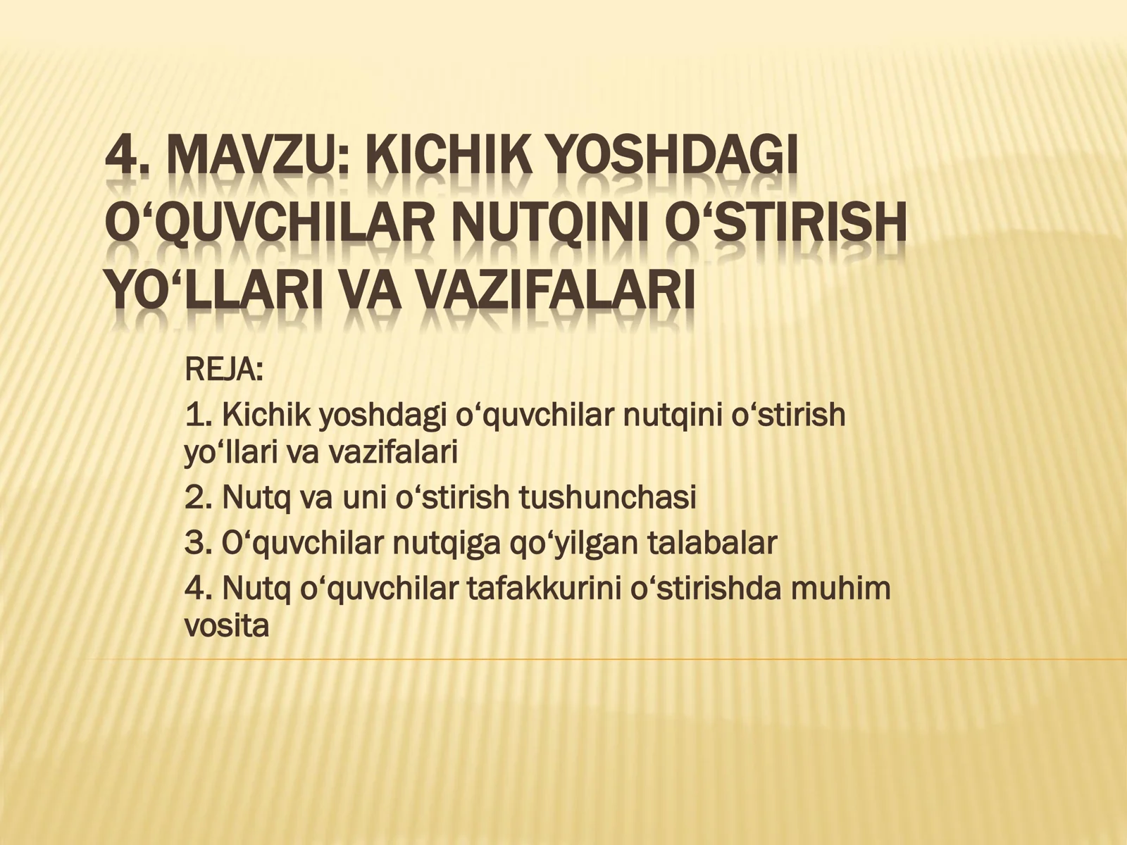 Kichik yoshdagi o‘quvchilar nutqini o‘stirish yo‘llari va vazifalari