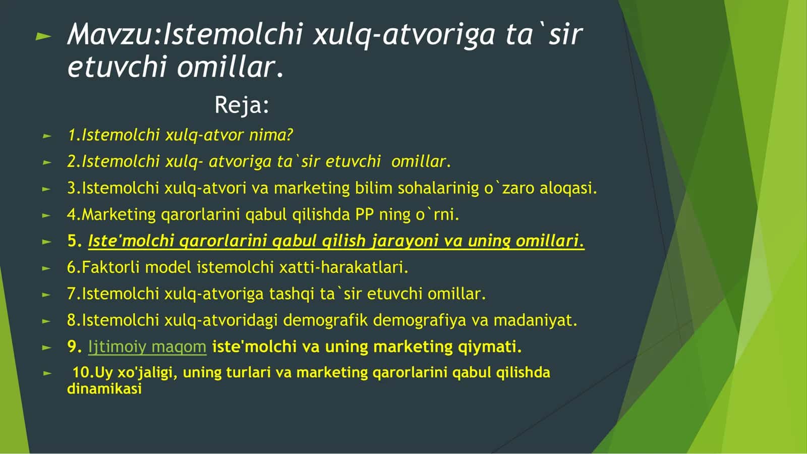 Istemolchi xulq-atvoriga ta`sir etuvchi omillar