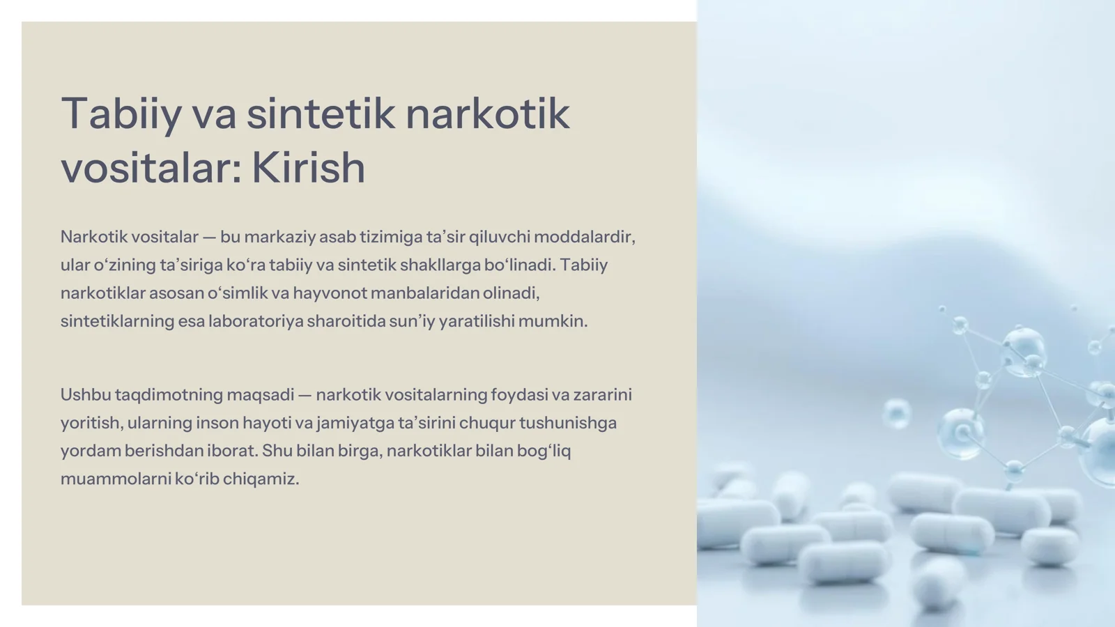 Tabiiy va sintetik narkotik vositalar
