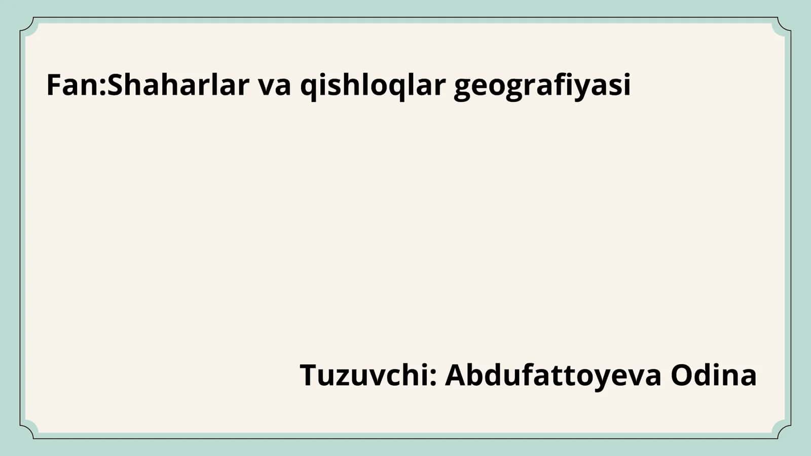 Shaharlar va qishloqlar geografiyasi