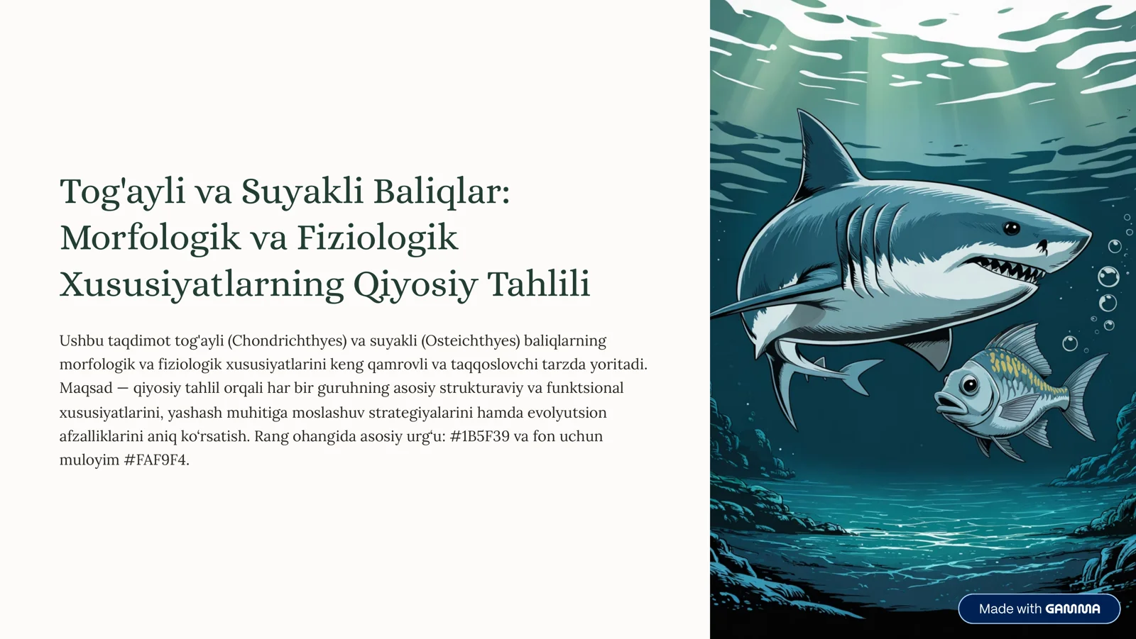 Tog'ayli va Suyakli Baliqlar: Morfologik va Fiziologik Xususiyatlarning Qiyosiy Tahlili