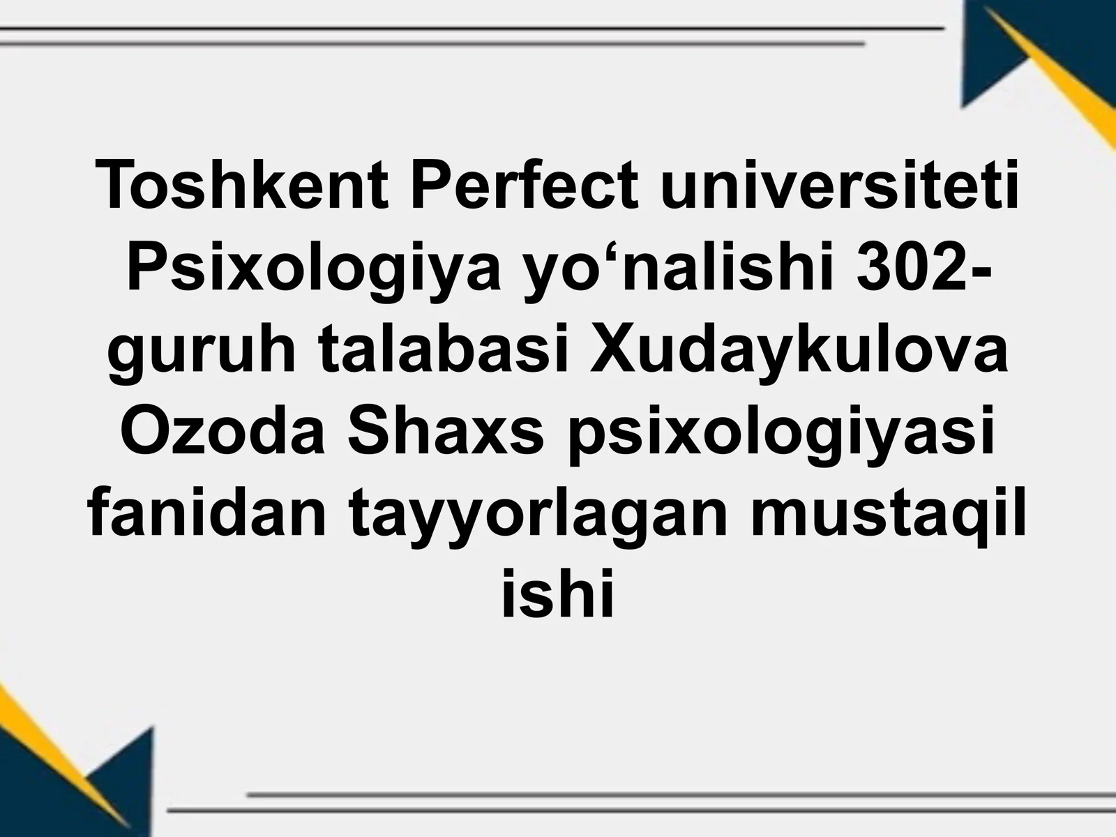 Stress va Shaxs psixologiyasi