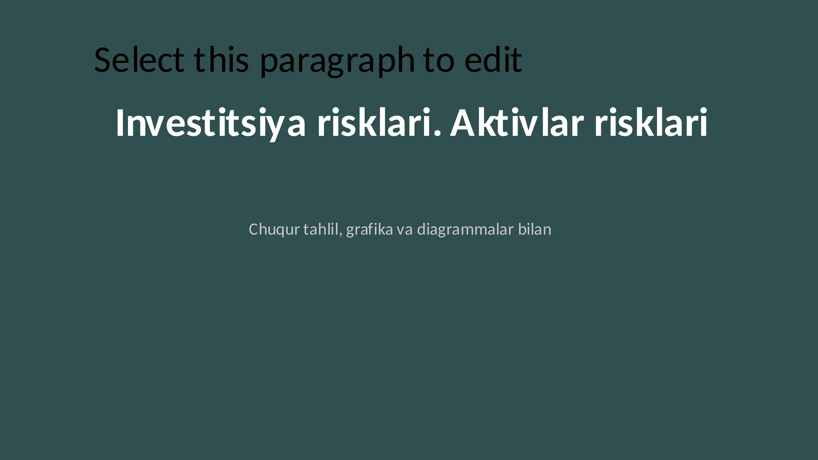 Investitsiya risklari. Aktivlar risklari
