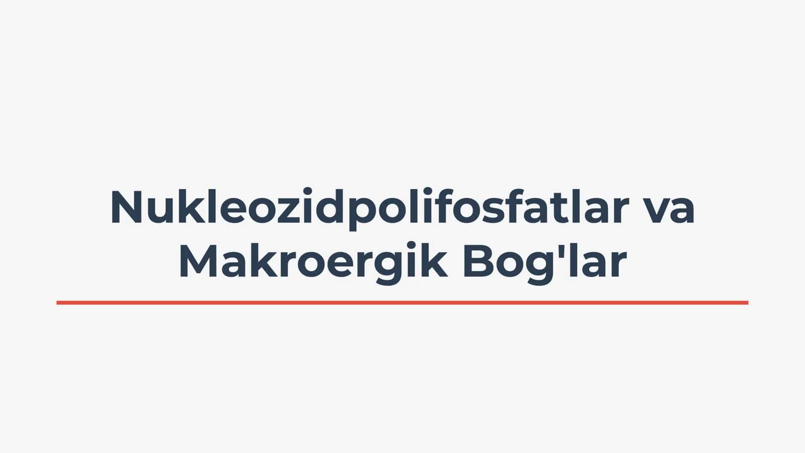 Nukleozidpolifosfatlar va Makroergik Bog'lar