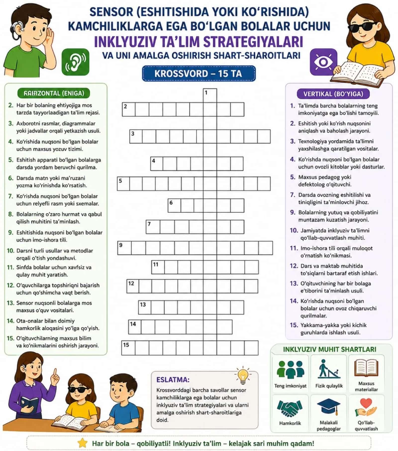 INKLYUZIV TA'LIM KROSVORD