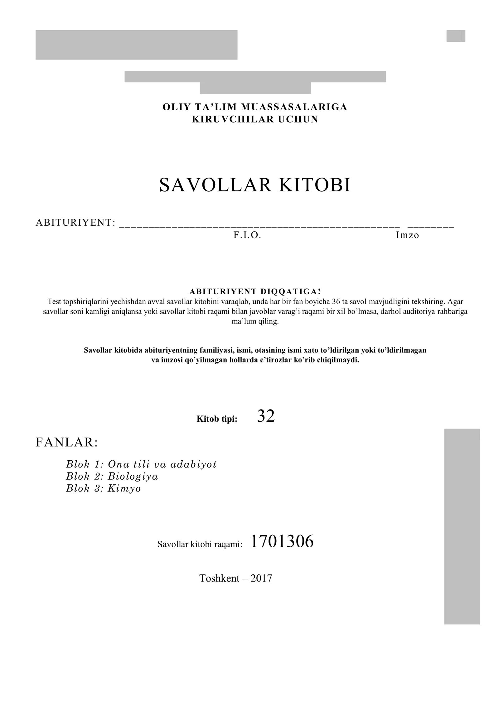 DTM SAVOLLAR KITOBI