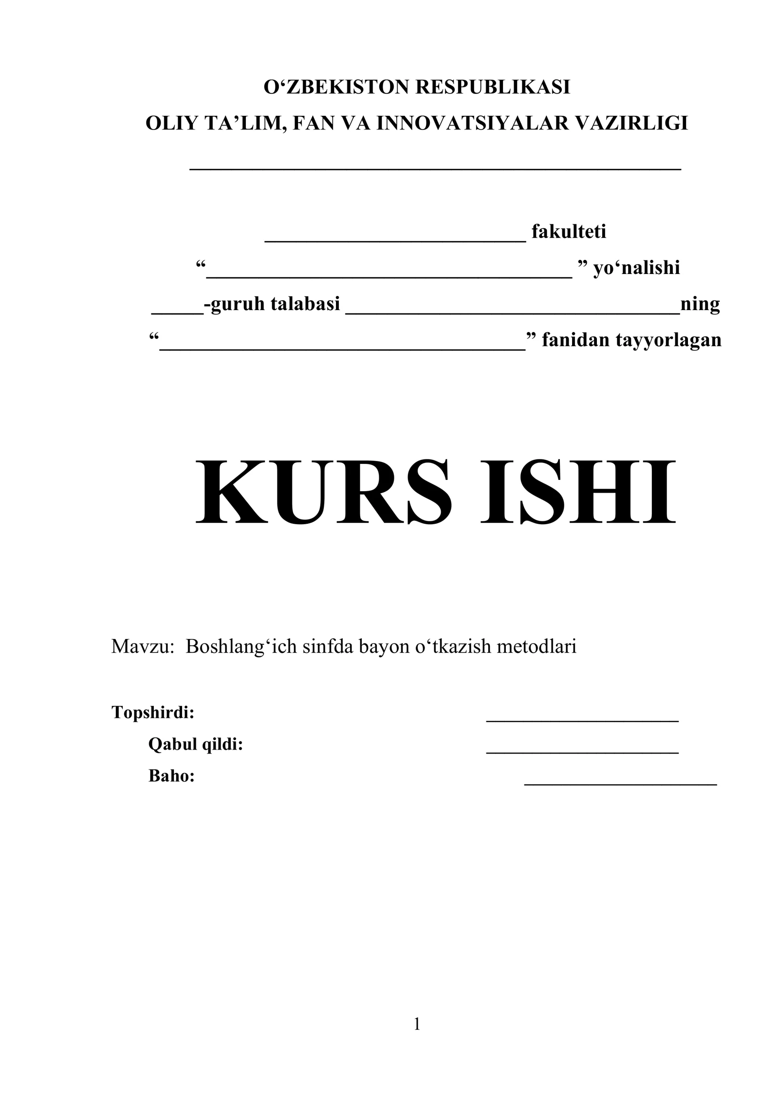 Boshlang‘ich sinfda bayon o‘tkazish metodlari