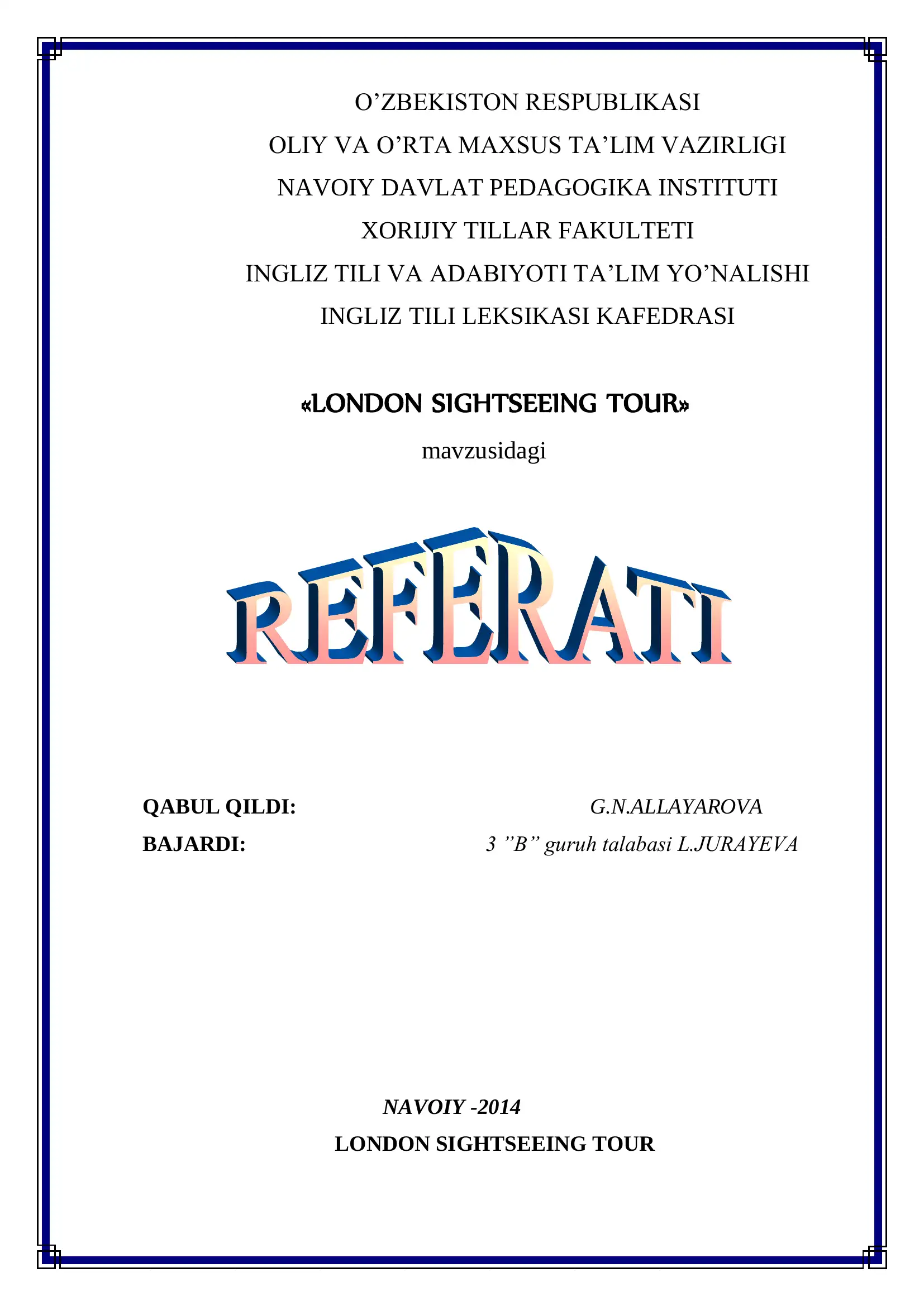 London Sightseeing Tour