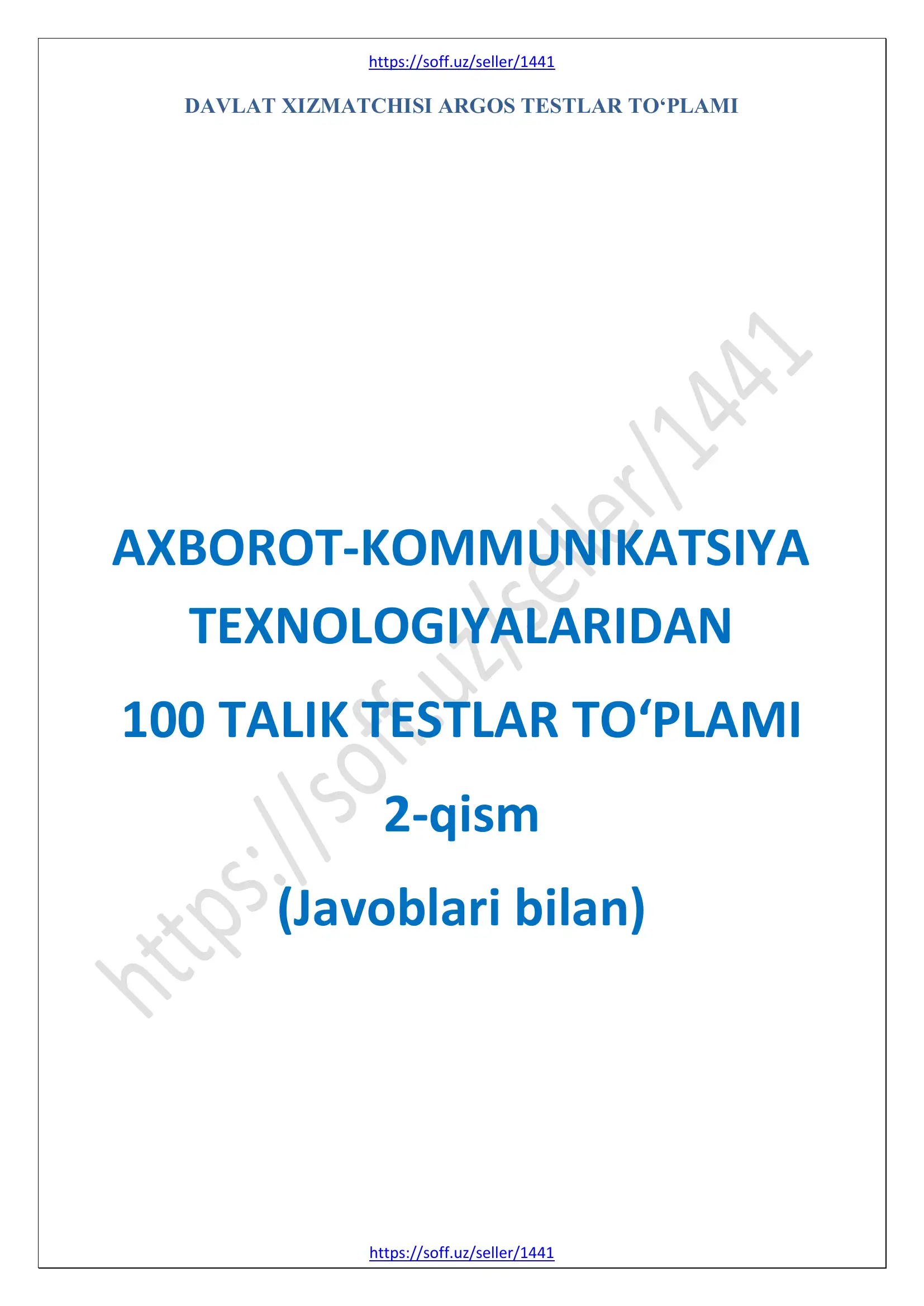 ARGOS test Axborot-kommunikatsiya texnologiyalari 2-qism