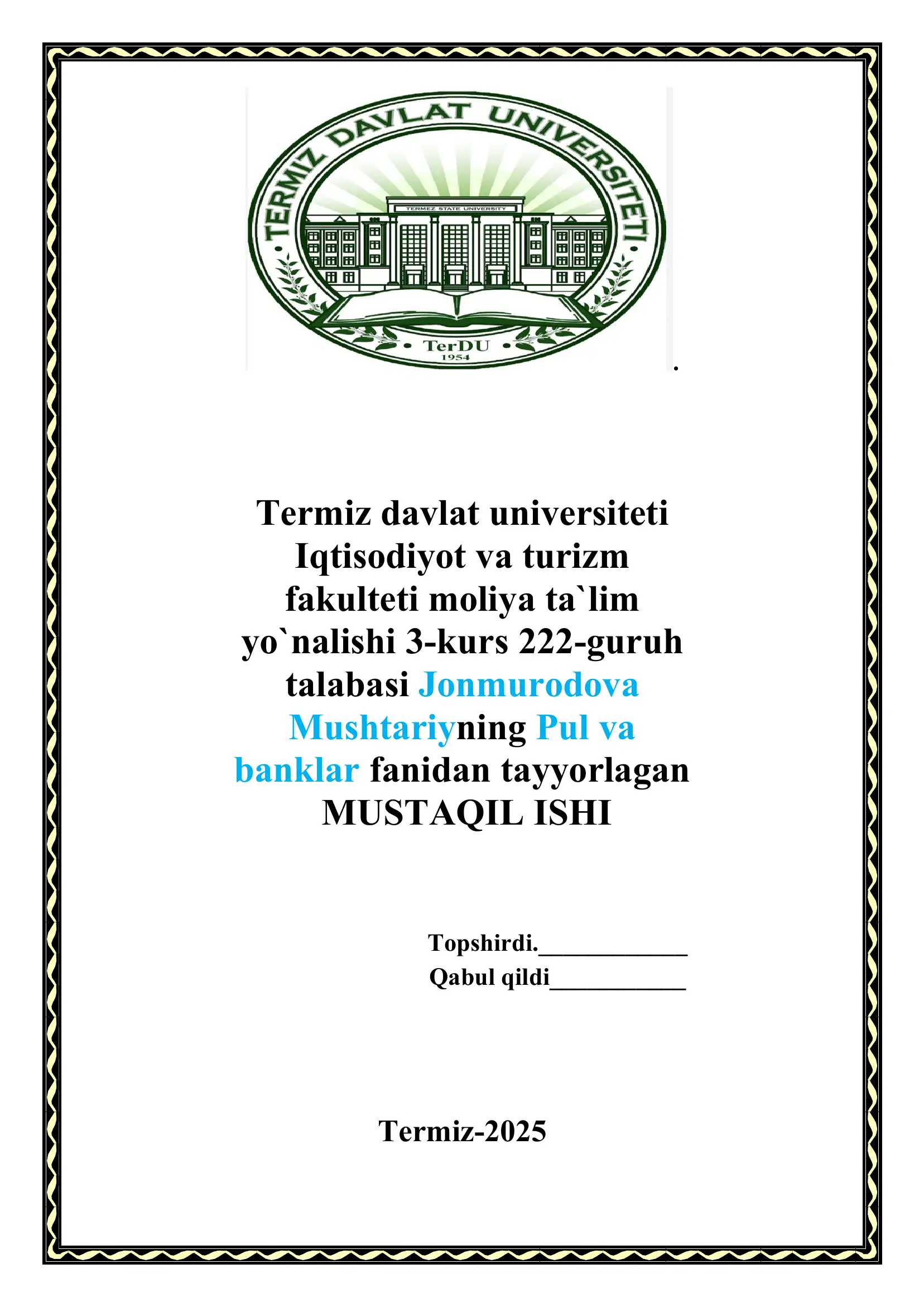 Tijorat banklarining kredit operatsiyalari