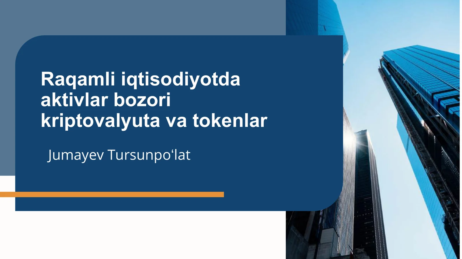 Raqamli iqtisodiyotda aktivlar bozori kriptovalyuta va tokenlar