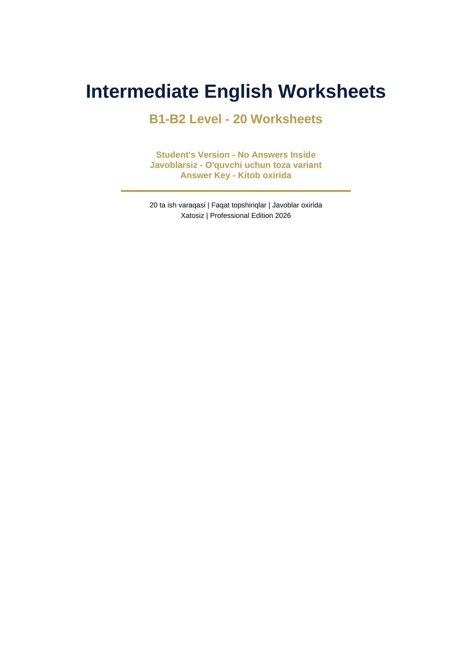 Intermediate English Worksheets (Ingiliz Tili)