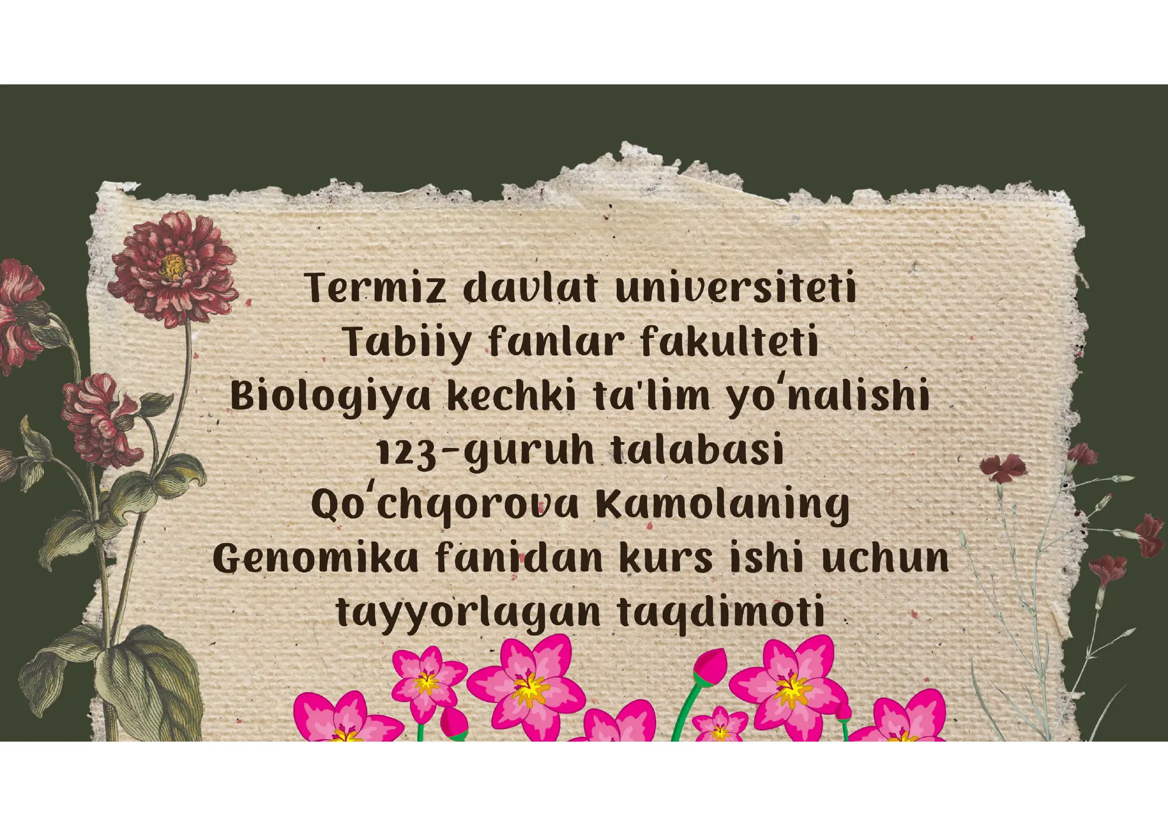 Genomika fanidan kurs ishi