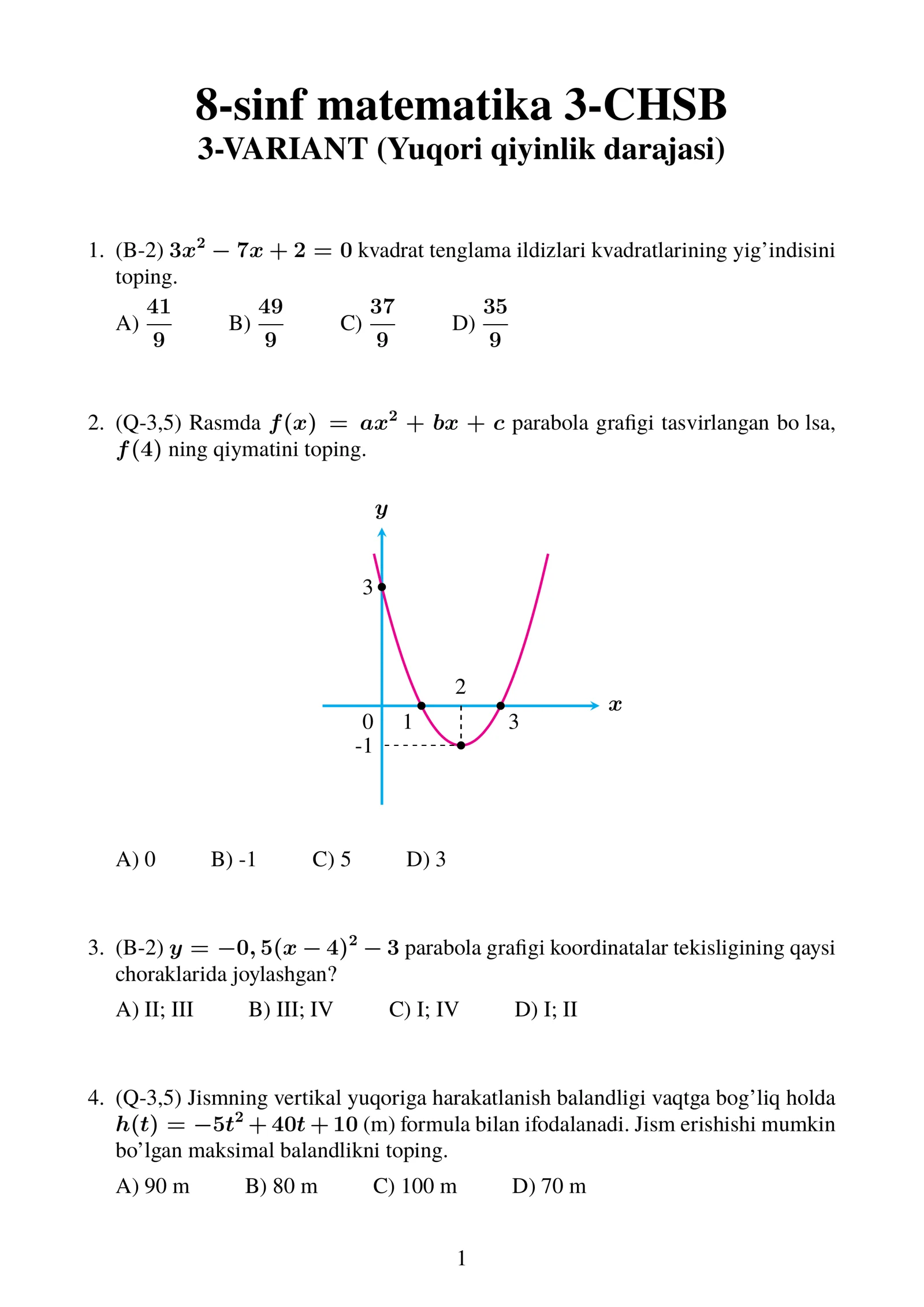 8-sinf matematika 4-CHSB