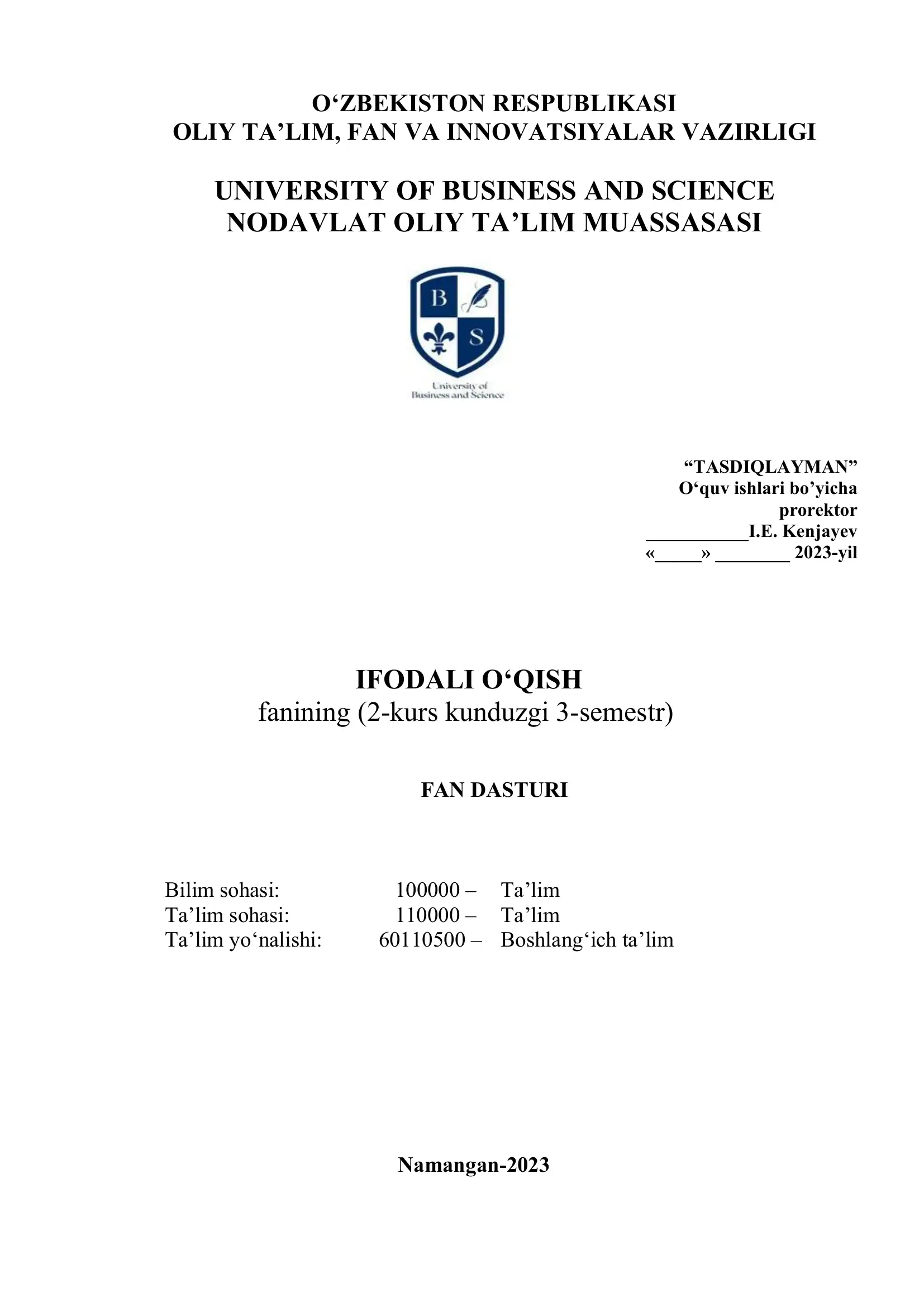 IFODALI O‘QISH
