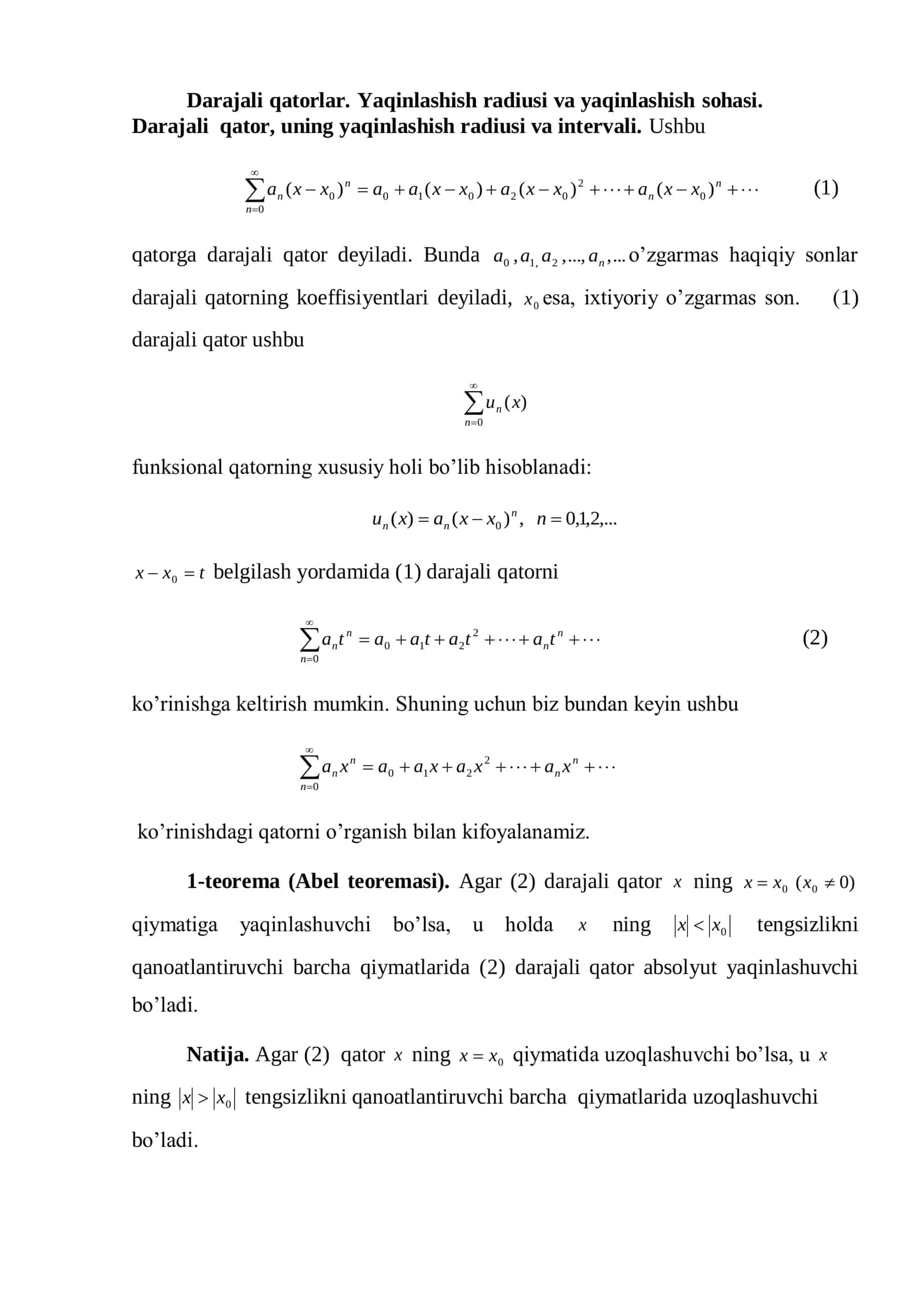 Darajali qatorlar