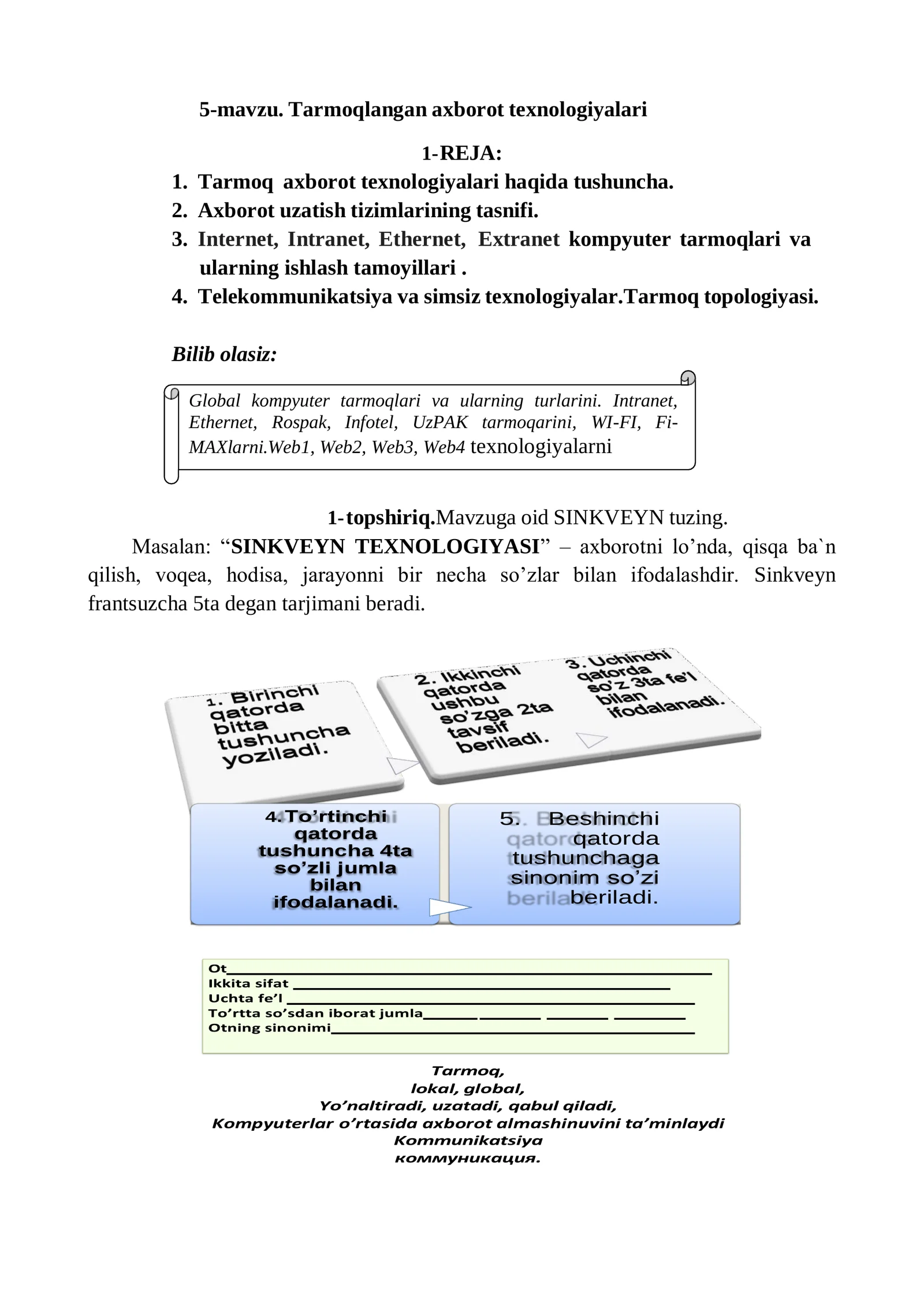Tarmoqlangan axborot texnologiyalari