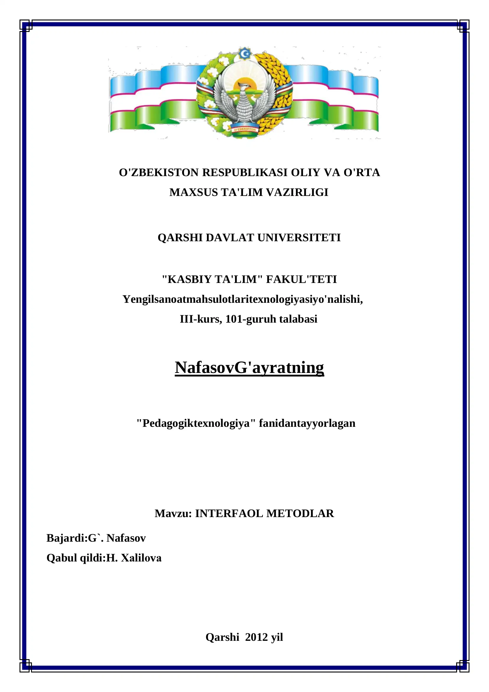 INTERFAOL METODLAR