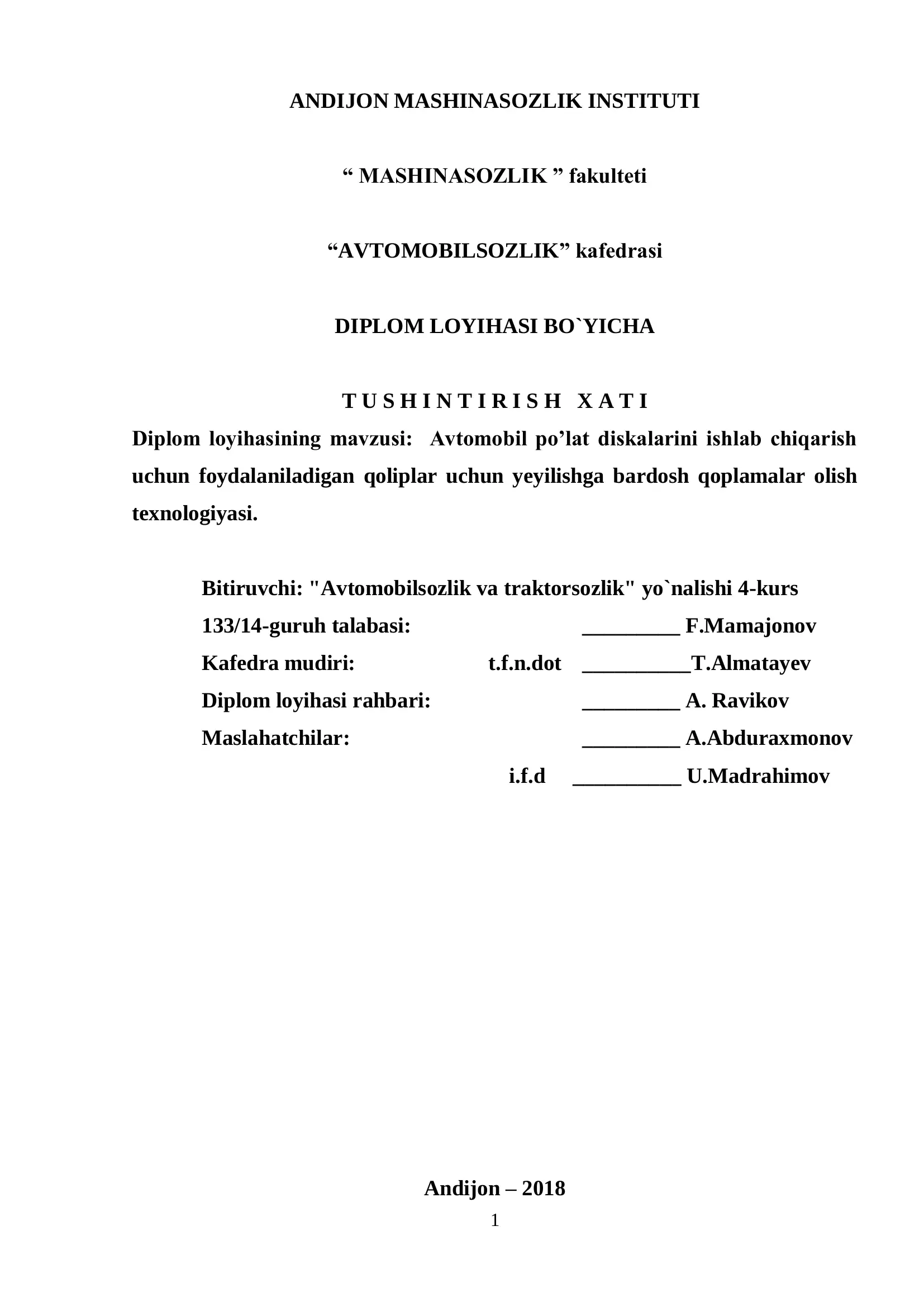 Avtomobil po’lat diskalarini ishlab chiqarish