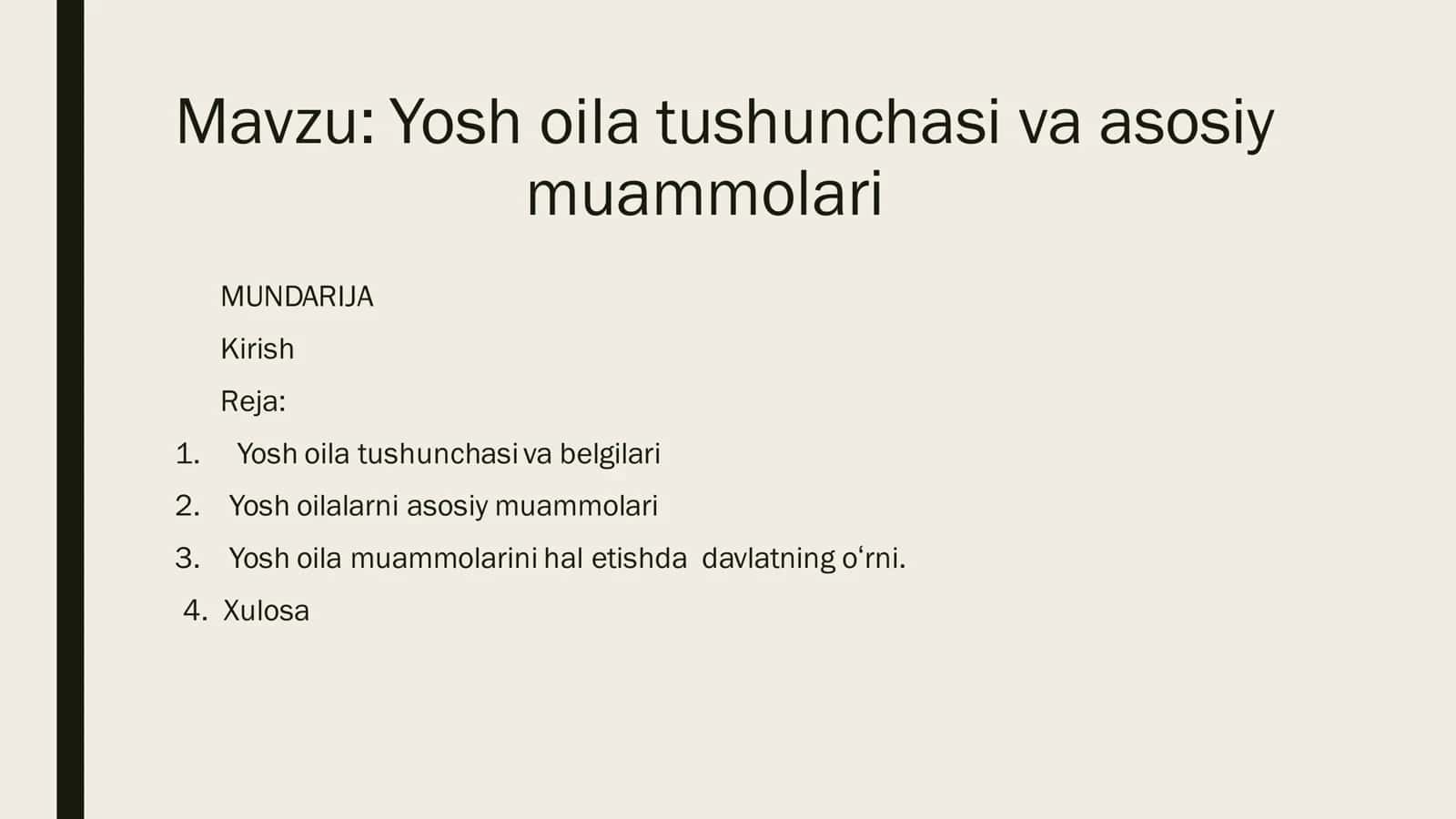 Yosh oila tushunchasi va asosiy muammolari