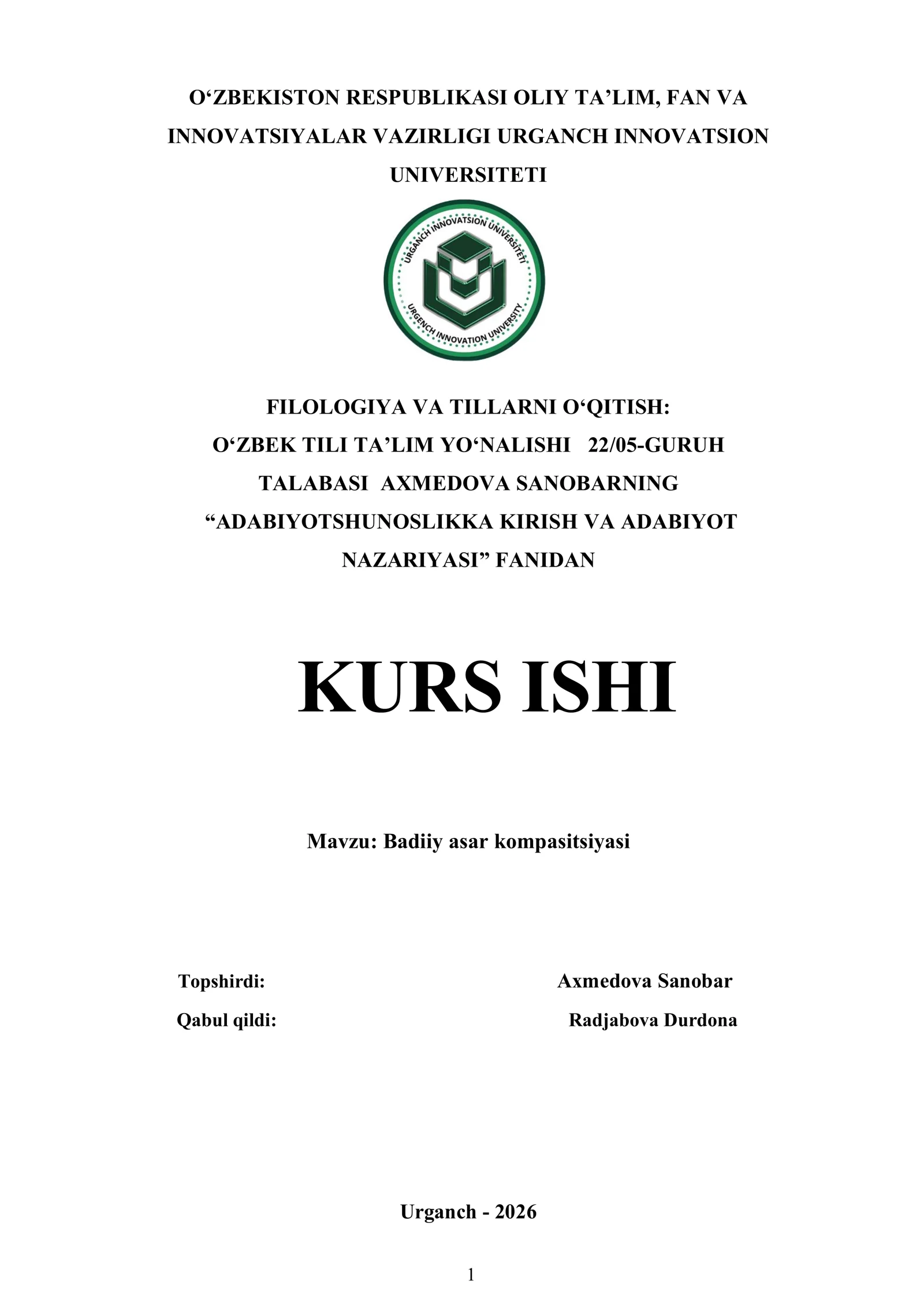 Badiiy asar kompasitsiyasi