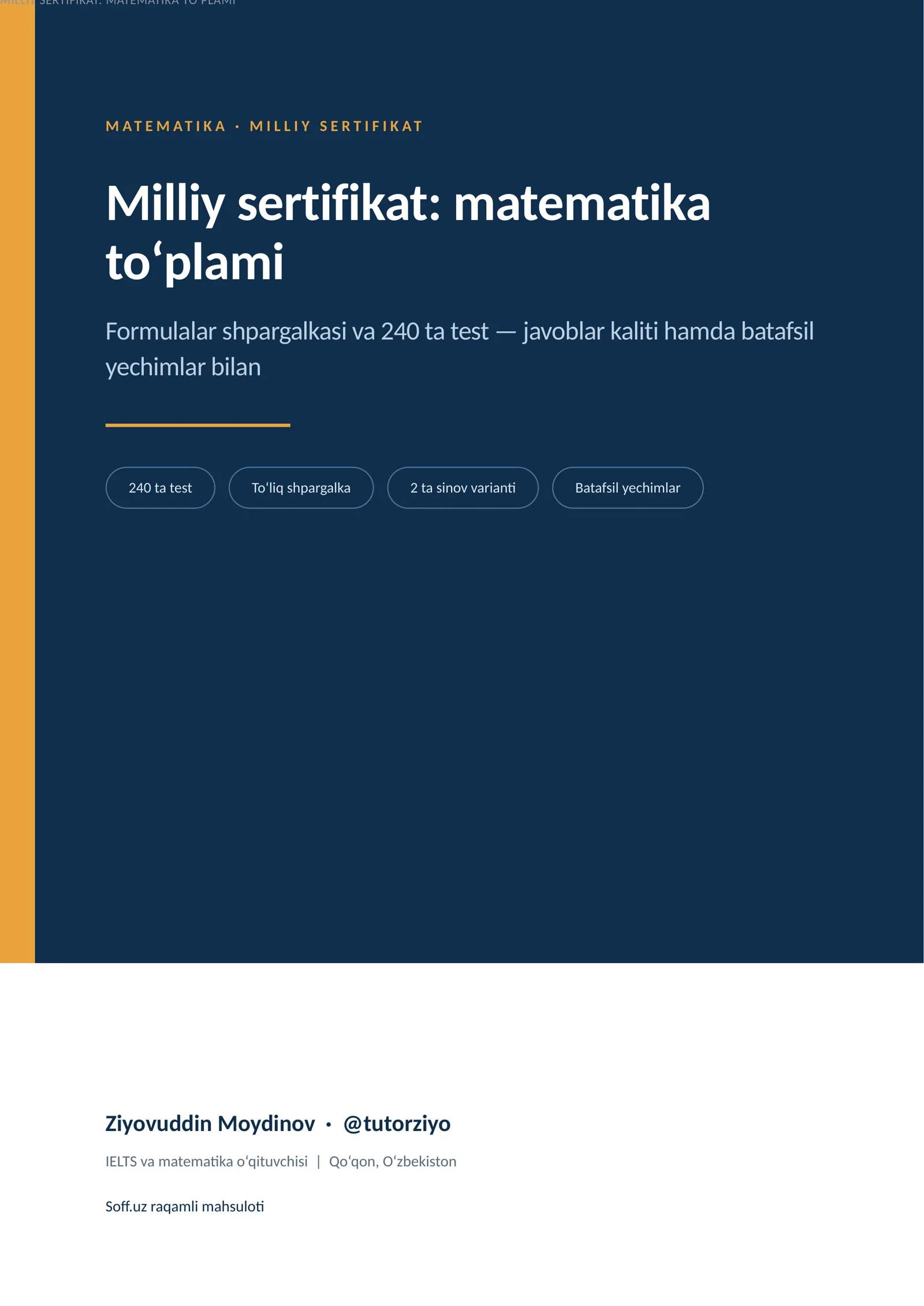 Milliy sertifikat: matematika to‘plami