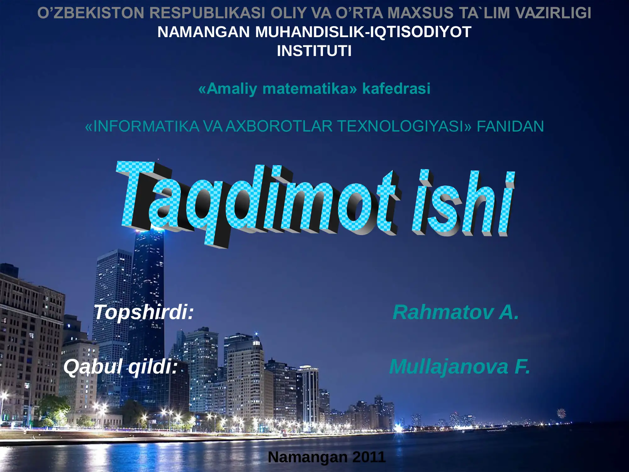 MS Access dasturining asosiy elementlari va maydonlar xususiyatlari