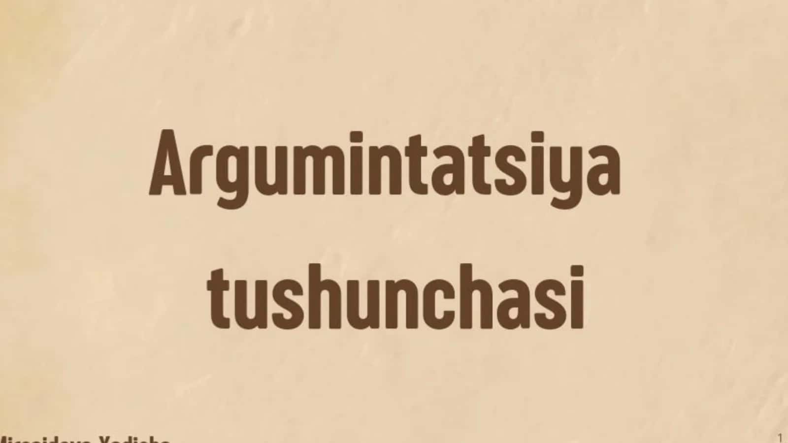 Argumintatsiya tushunchasi