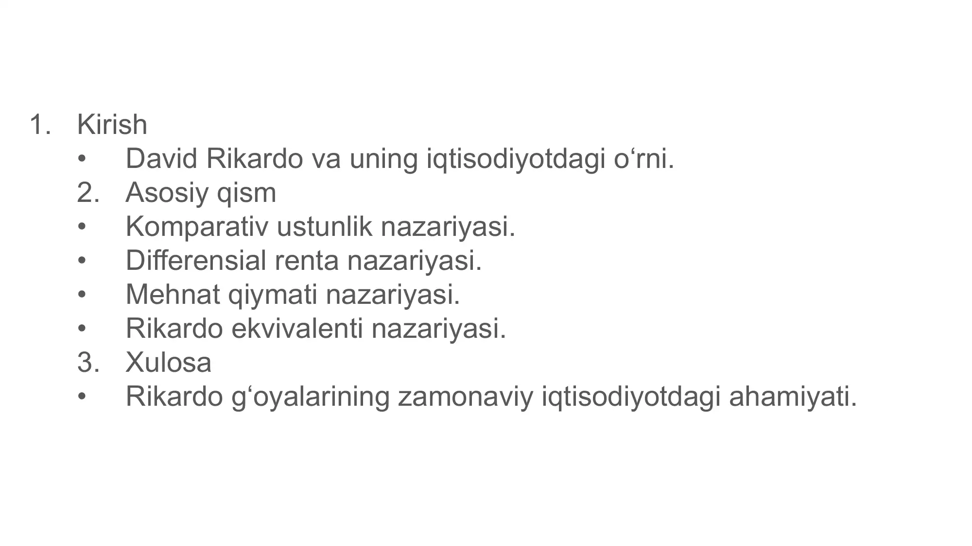 David Rikardo Iqtisodiy Ta’limoti