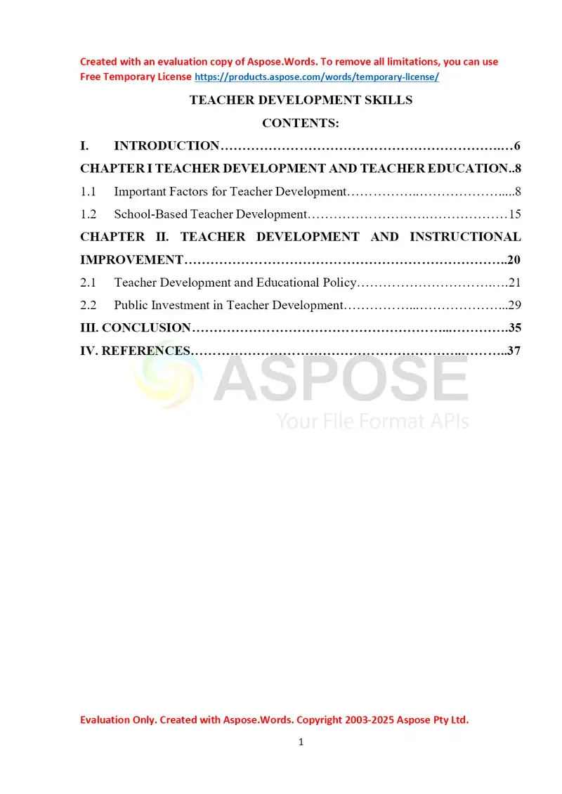 Teacher Development Skills