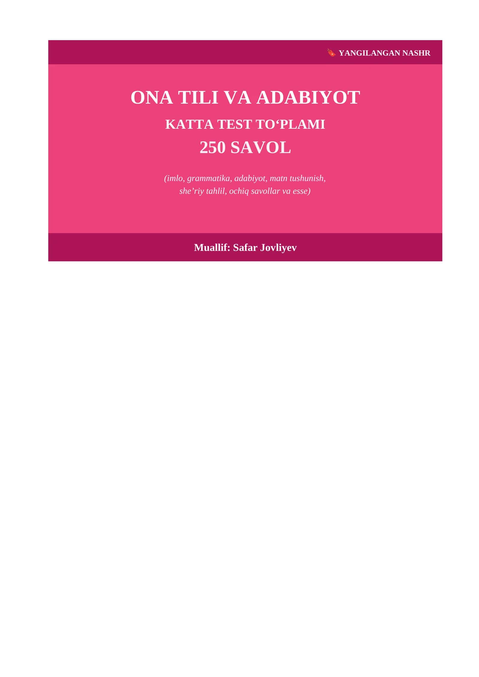 ONA TILI VA ADABIYOT KATTA TEST TO'PLAMI