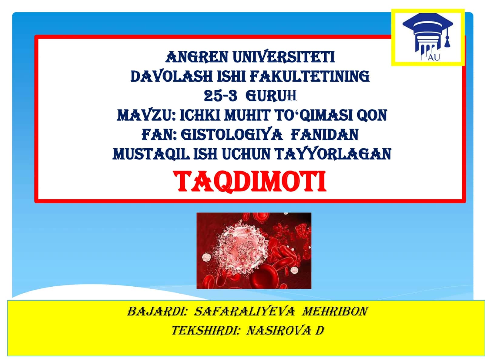 Ichki muhit to'qimasi qon ta'limi