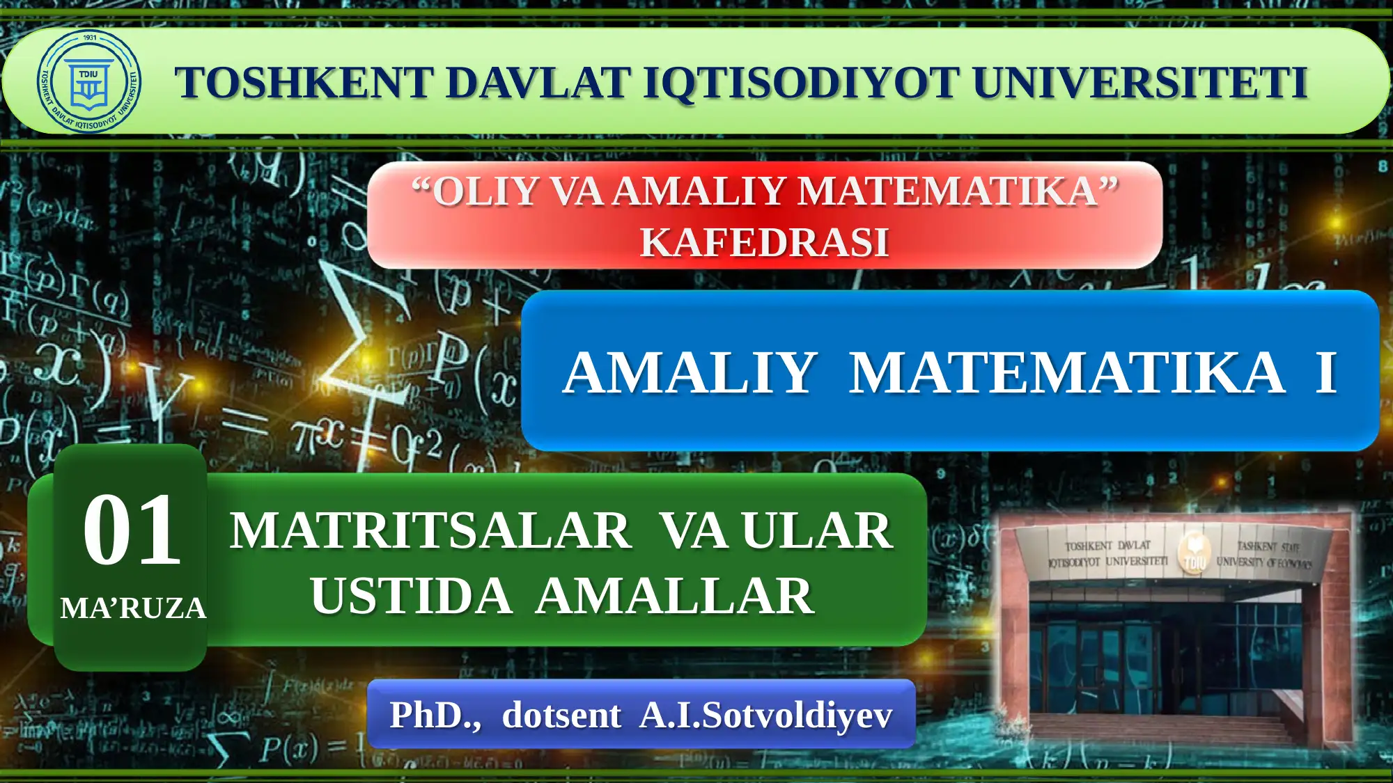 Matritsa va ular ustida amallar