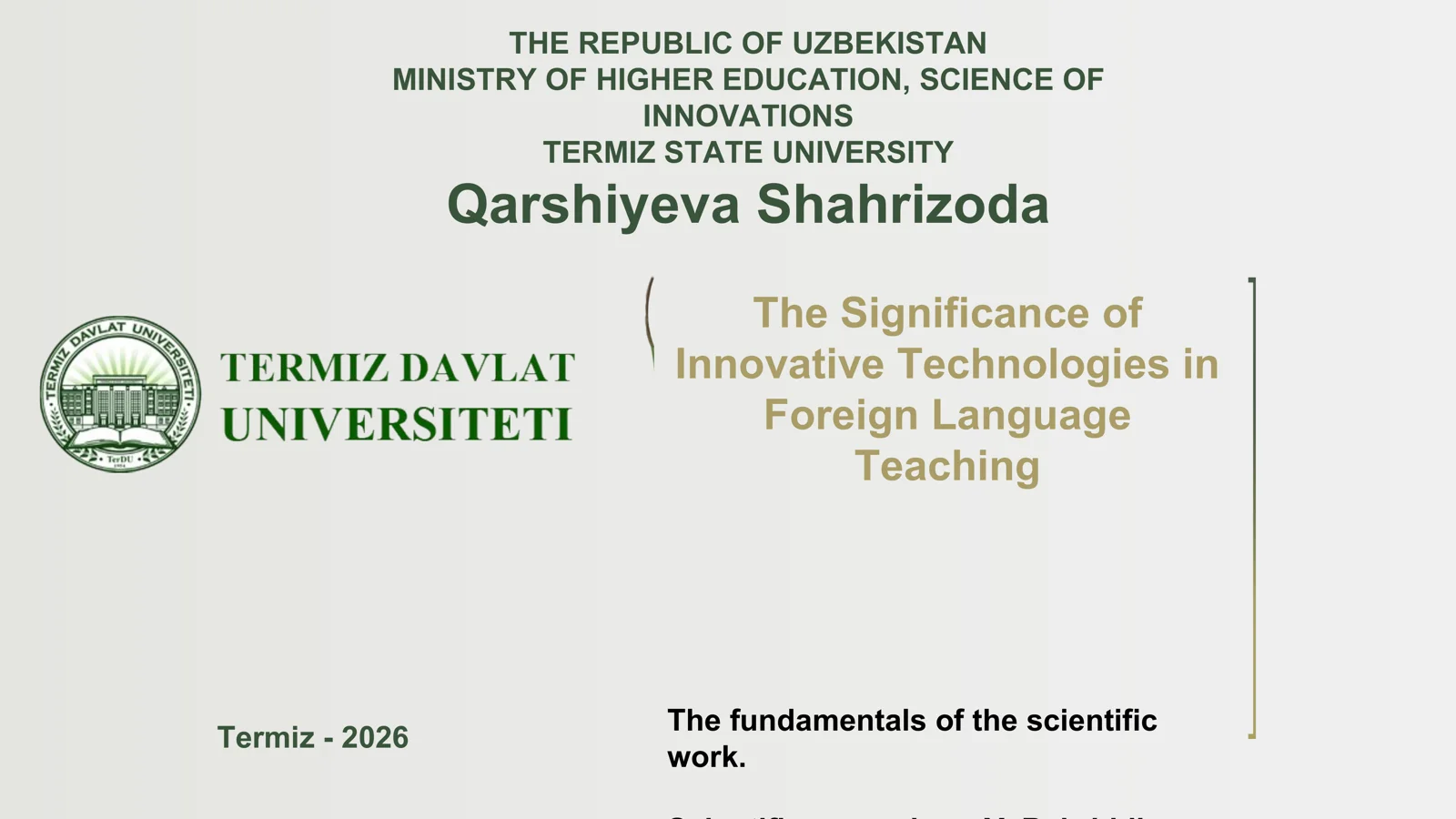 The Significance of Innovative Technologies in Foreign Language Teaching