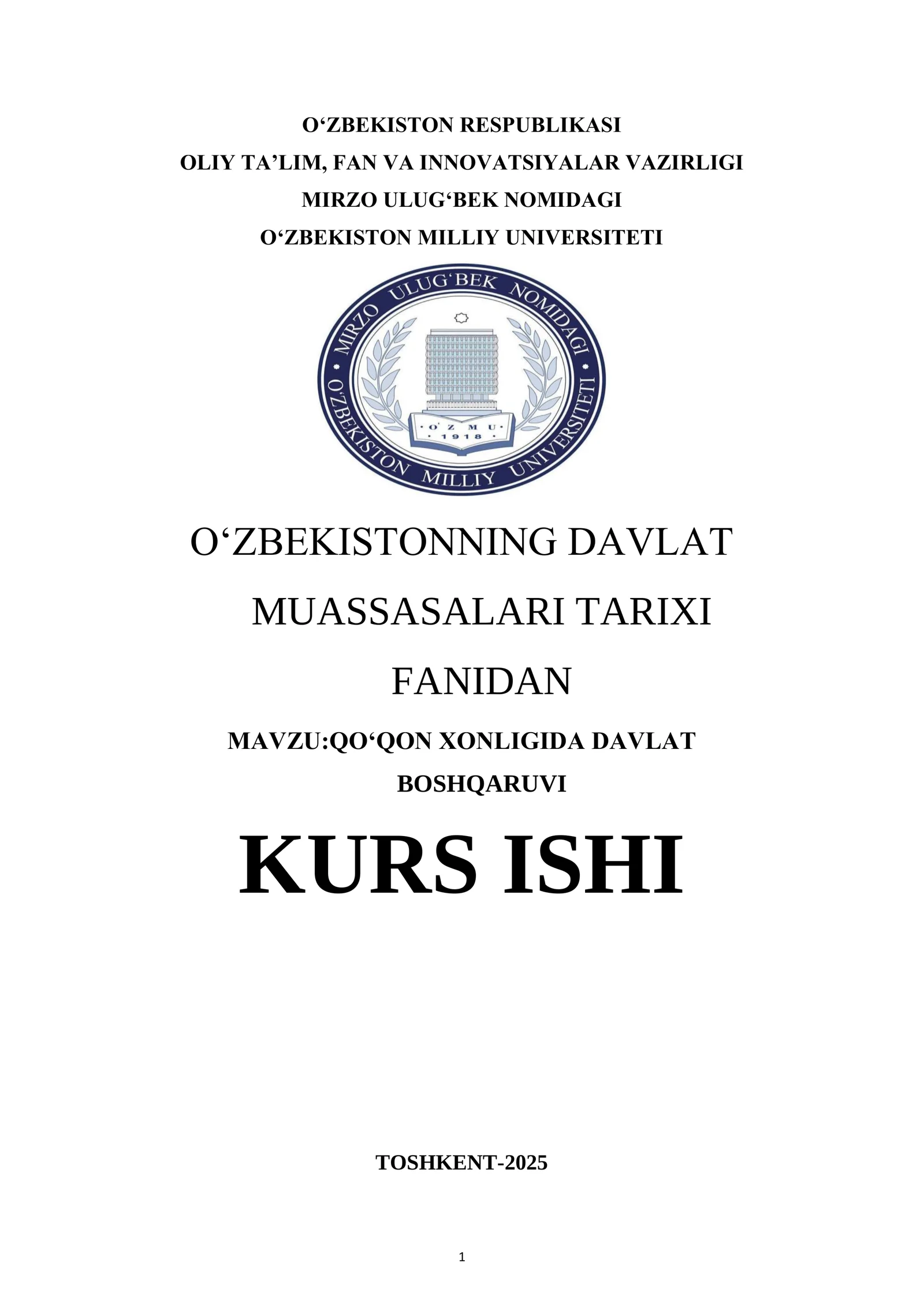 QO‘QON XONLIGIDA DAVLAT BOSHQARUVI