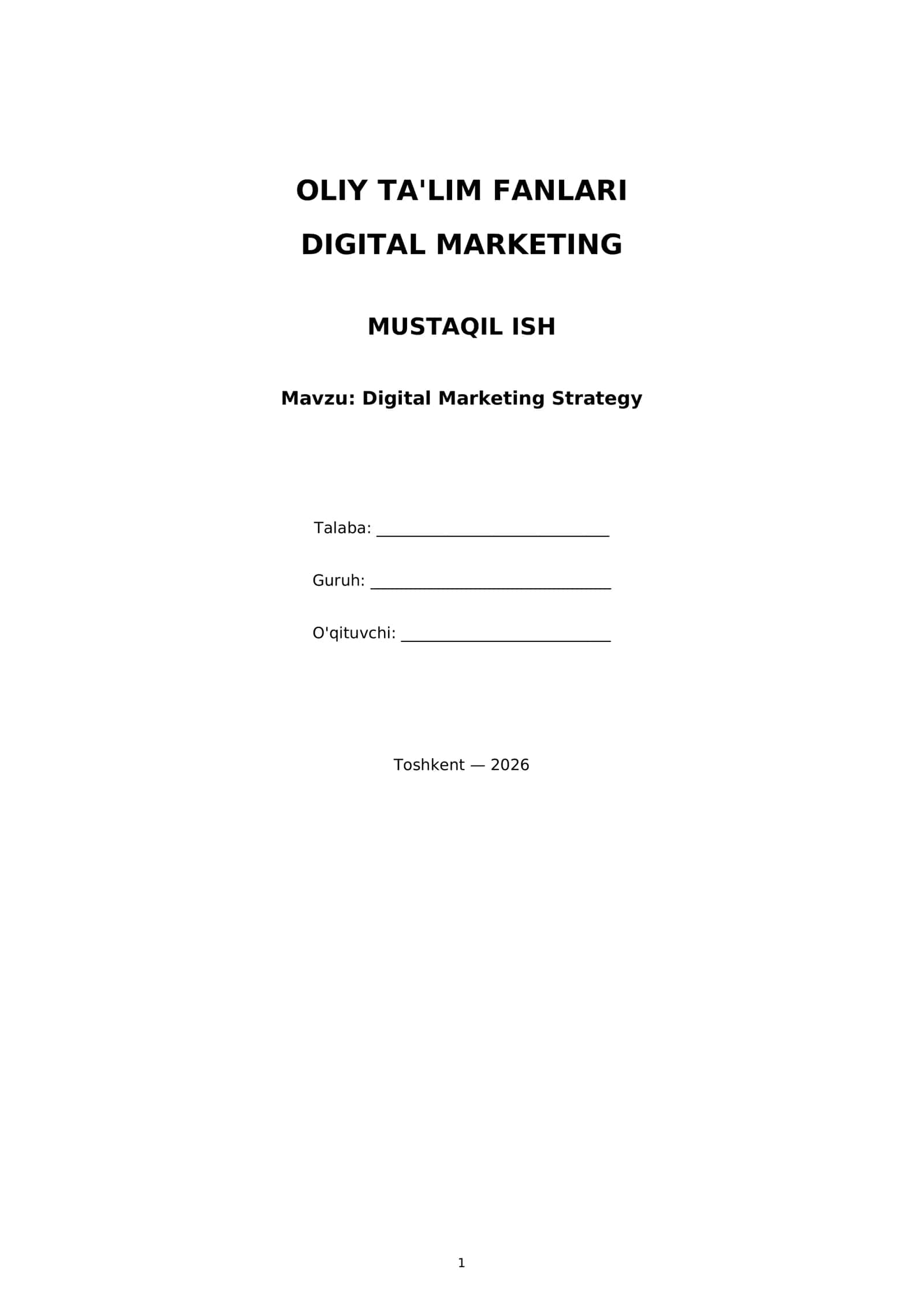 MUSTAQIL ISH Digital Marketing Strategy