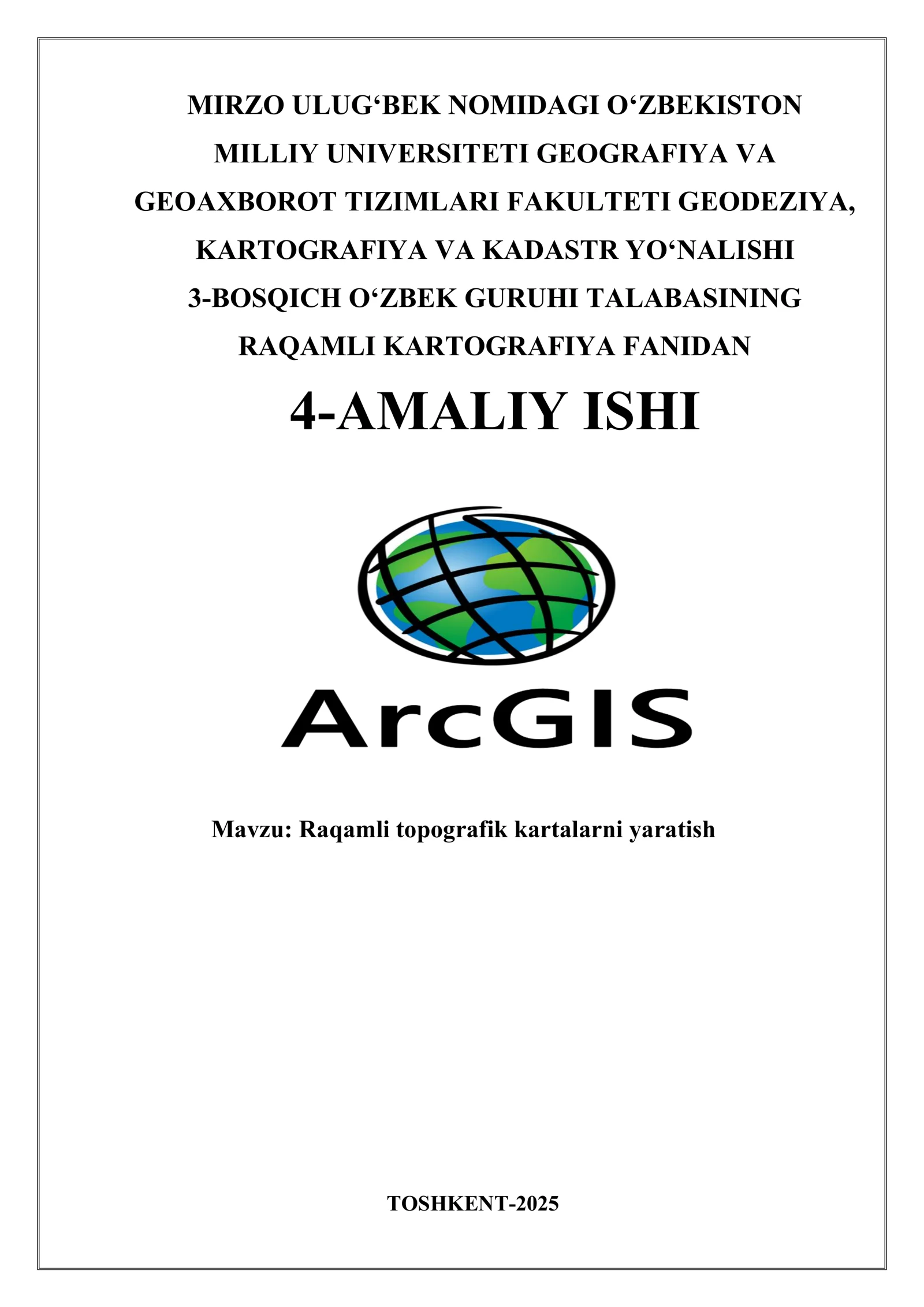 Raqamli topografik kartalarni yaratish