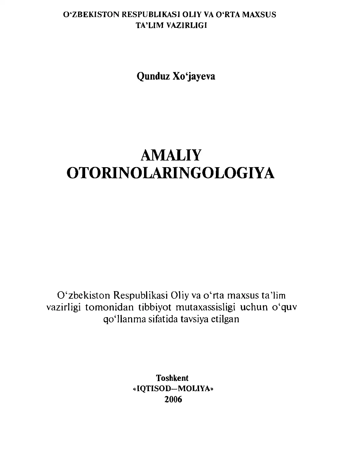 AMALIY OTOMN OLARINGOLOGIYA