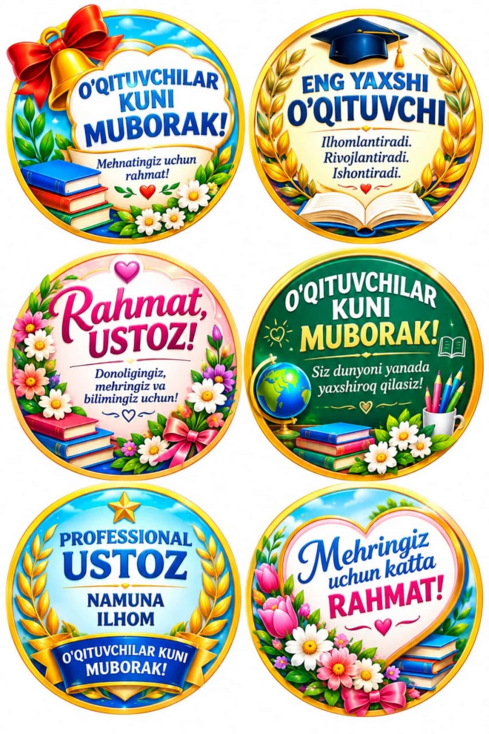 Ustoz va murabbiylar kuni uchun yorliqlar