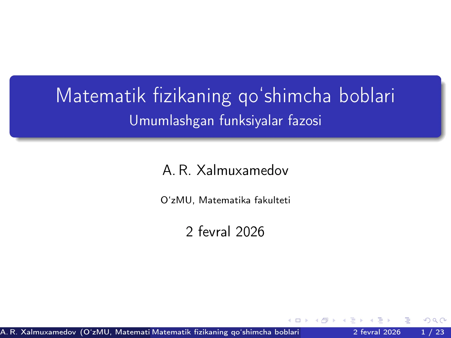Umumlashgan funksiyalar fazosi