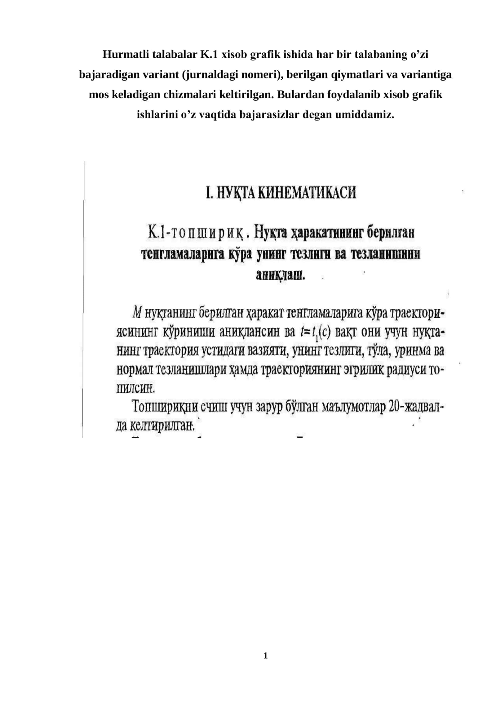 Xisob grafik ishlarini bajarilishi