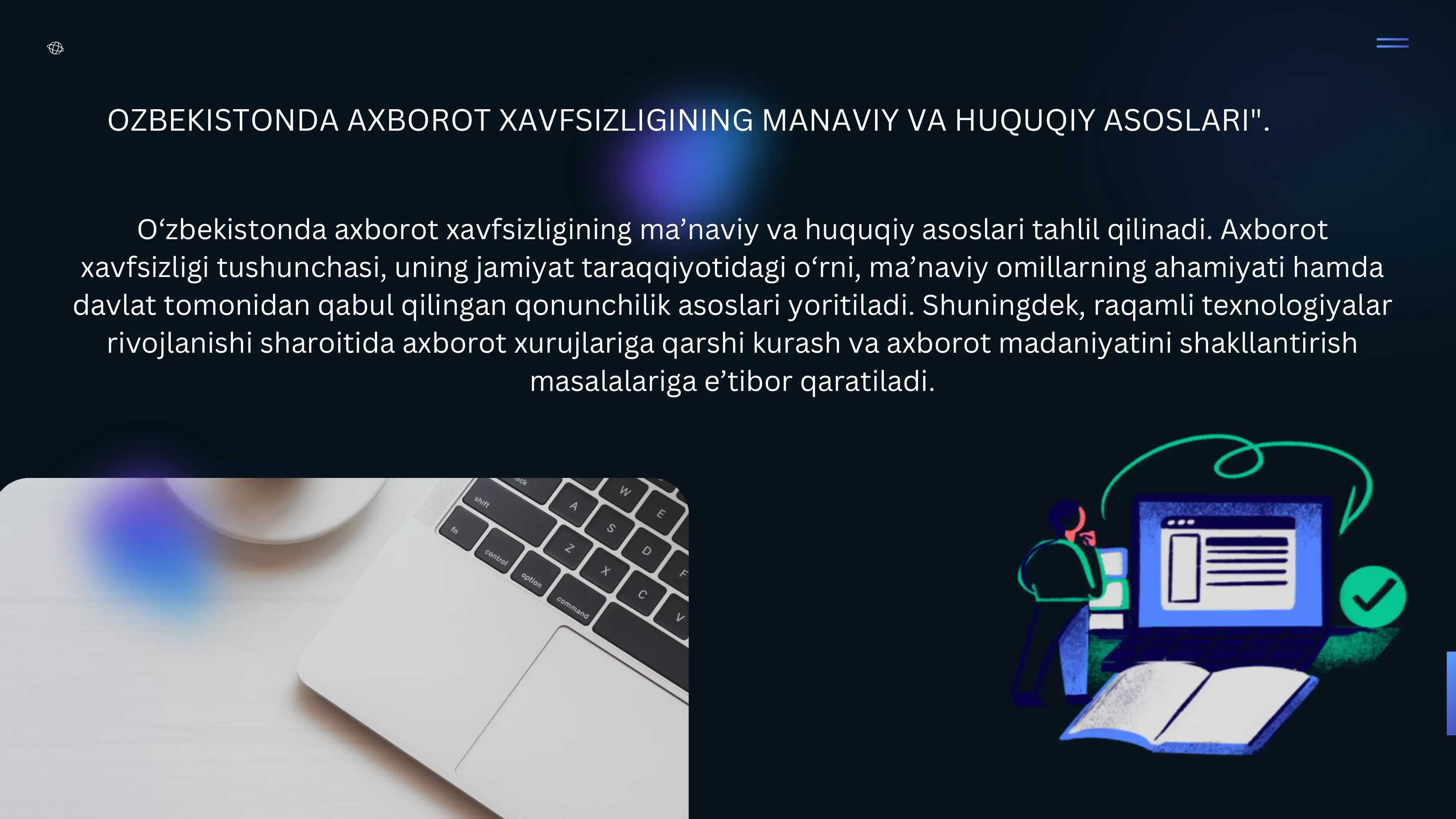 O‘ZBEKISTONDA AXBOROT XAVFSIZLIGINING MANAVIY VA HUQUQIY ASOSLARI