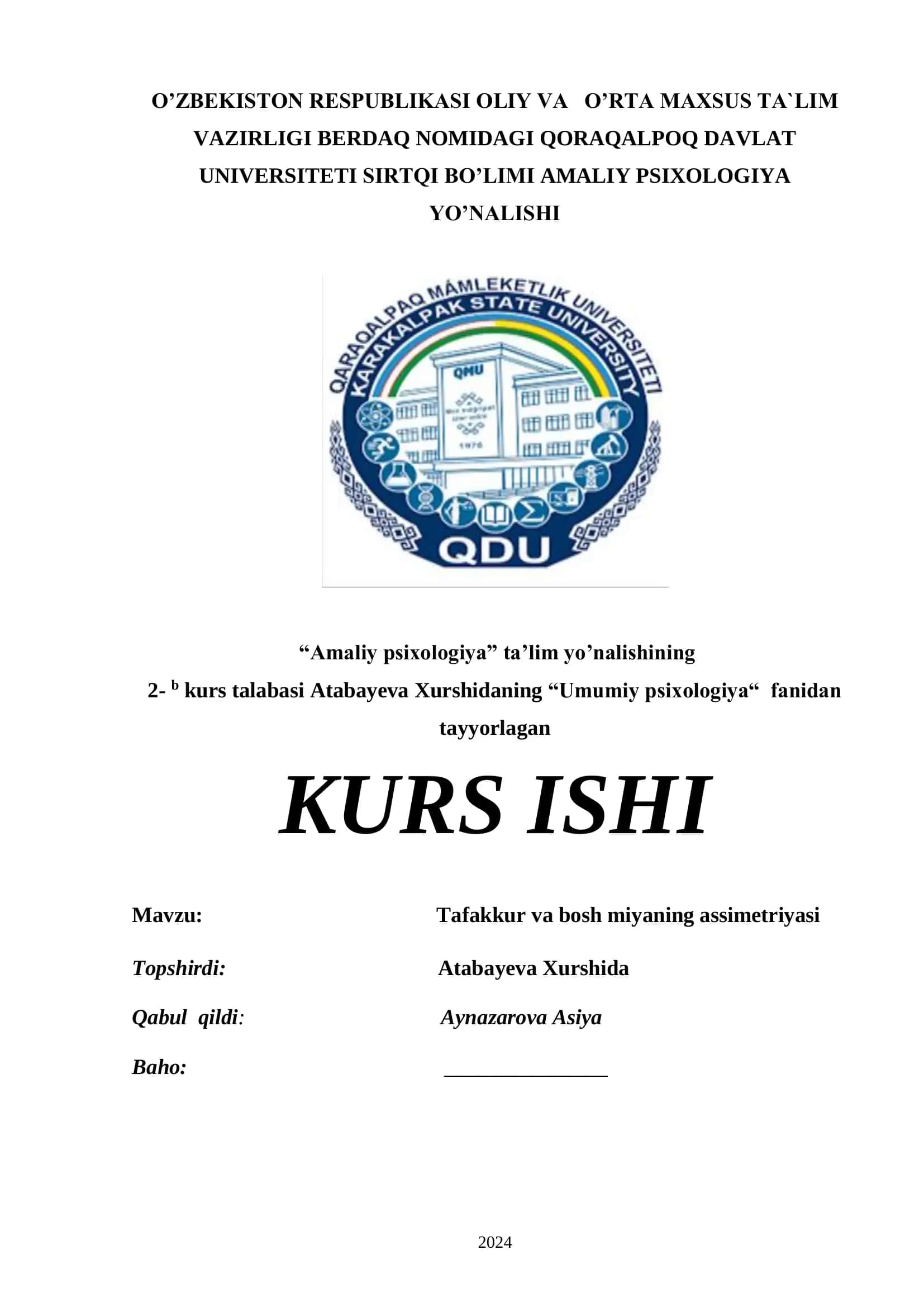 Tafakkur va bosh miyaning assimetriyasi