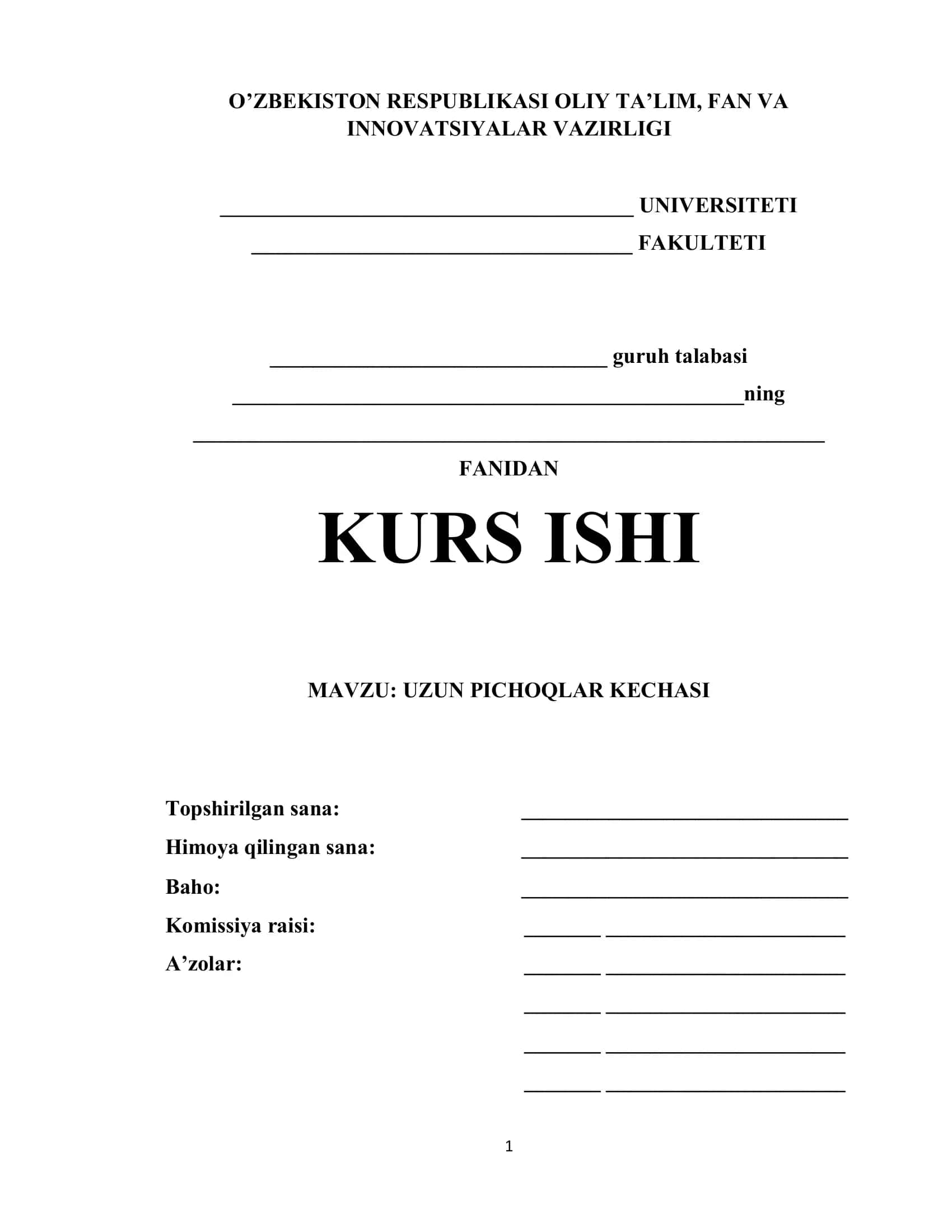 UZUN PICHOQLAR KECHASI