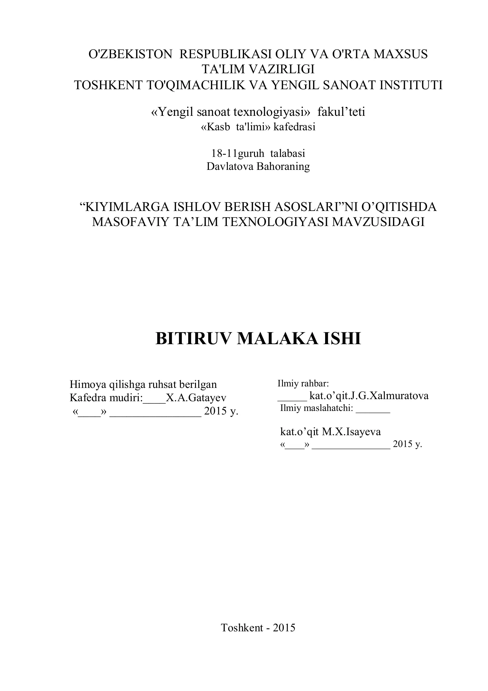 KIYIMLARGA ISHLOV BERISH ASOSLARI