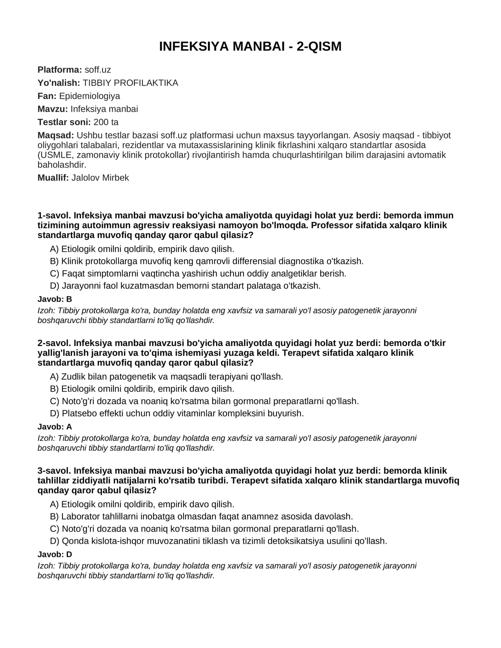 INFEKSIYA MANBAI - 2-QISM